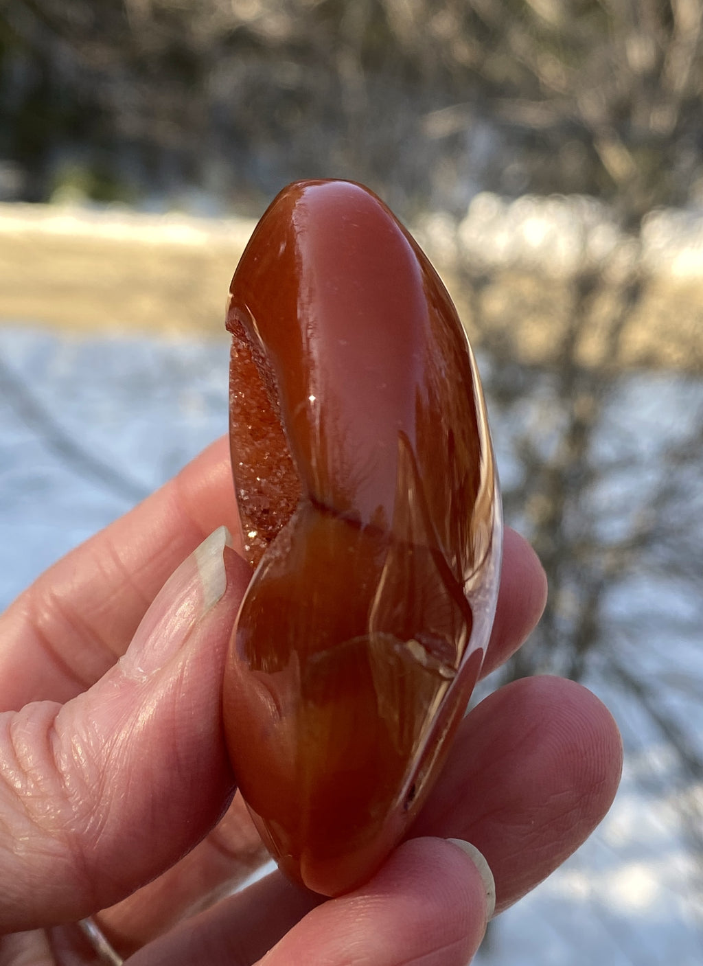 Carnelian Druzy Palm Stone  Creativity Grounding 31243S