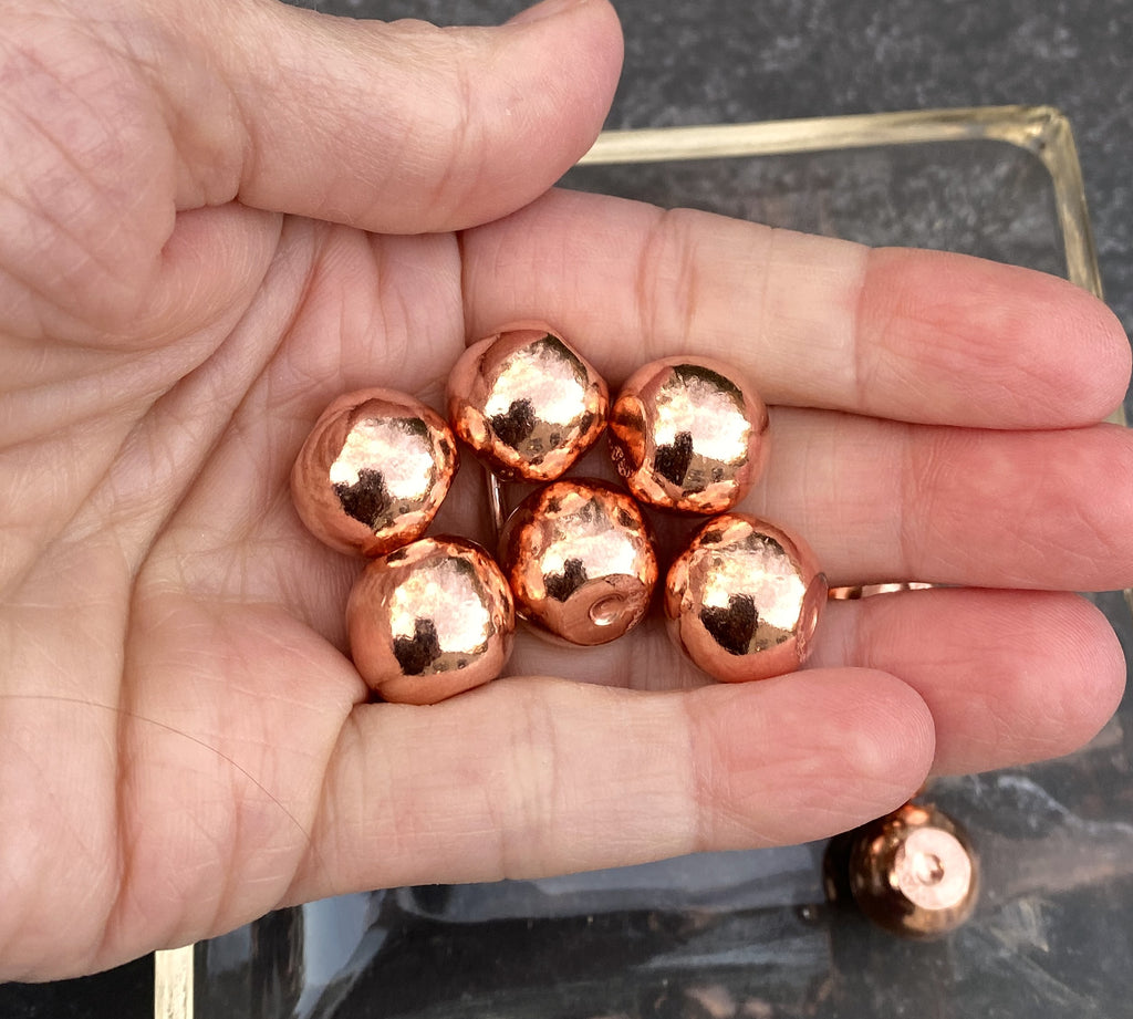 Solid Copper Ball Pocket Stone Polished Channeling Grounding Protection Gift 31268ETS
