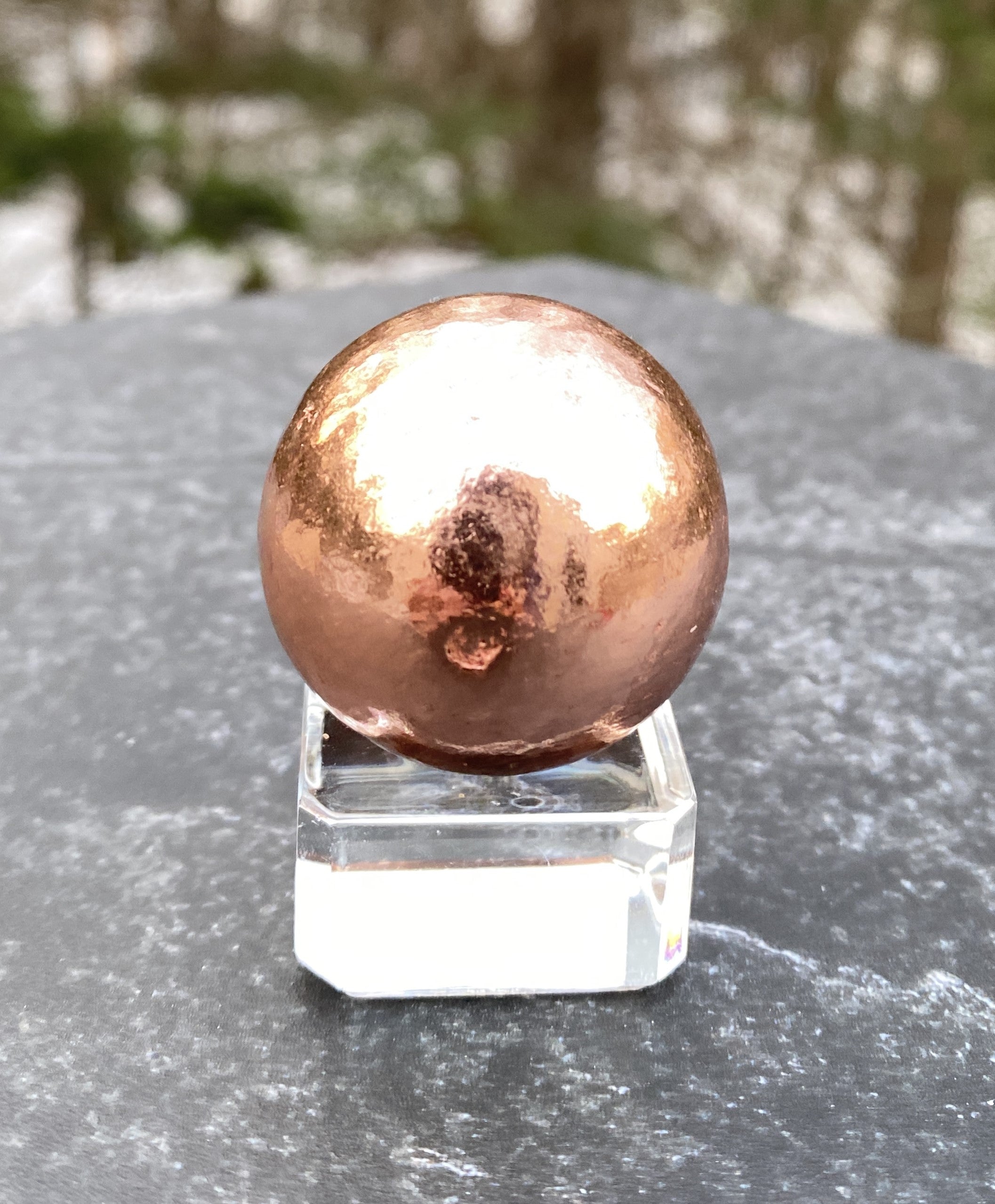 Solid Copper Sphere Glass Stand Healing - Metal Channeling Protection 31270S
