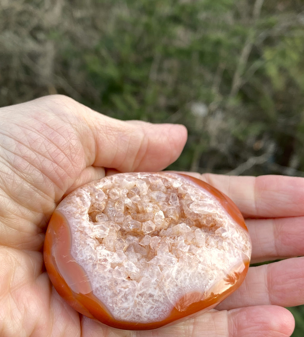 Carnelian Druzy Palm Stone  Creativity Grounding 31321S