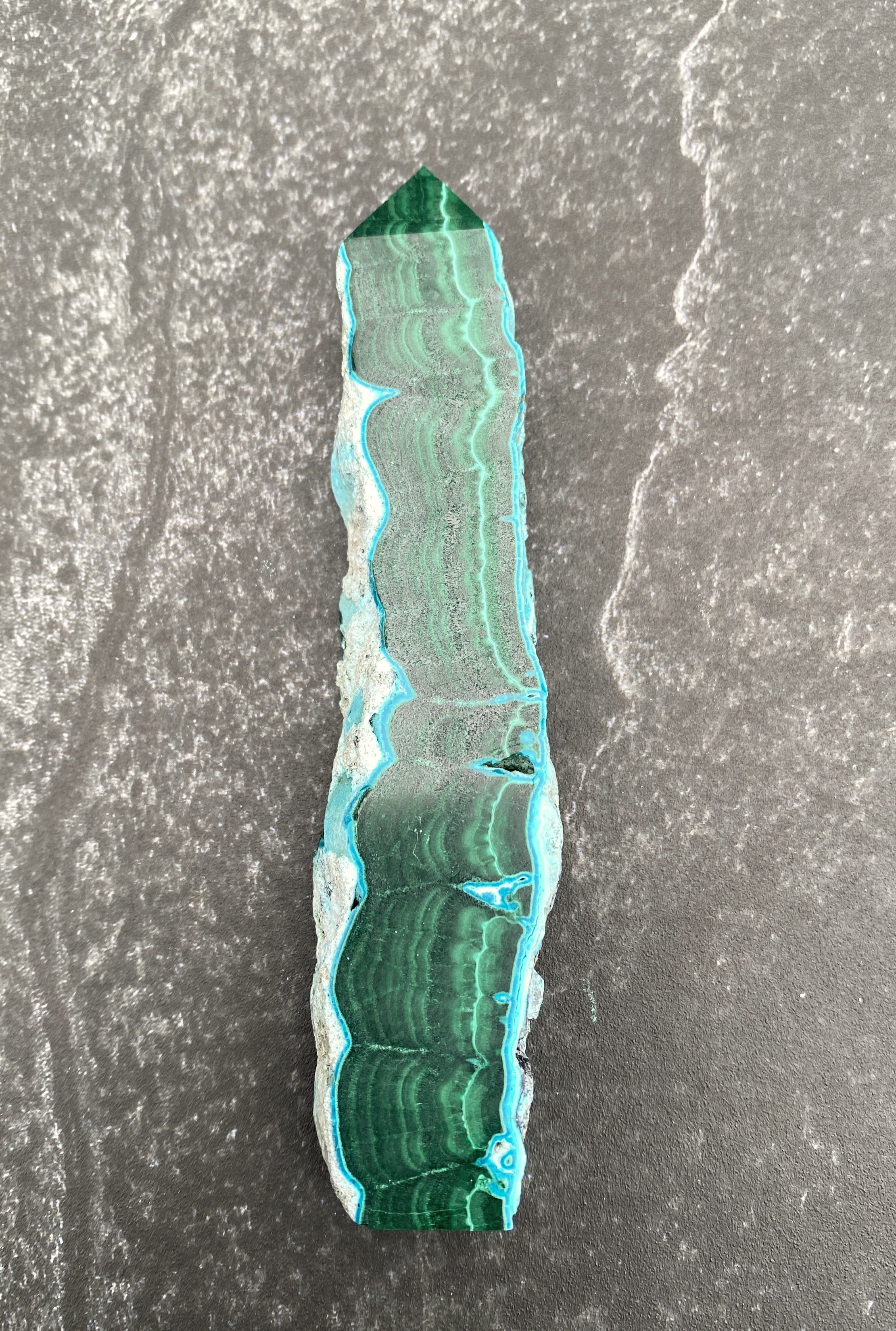 Malachite with Chrysocolla Tower Point  Grounding Peace Intuition 31369S