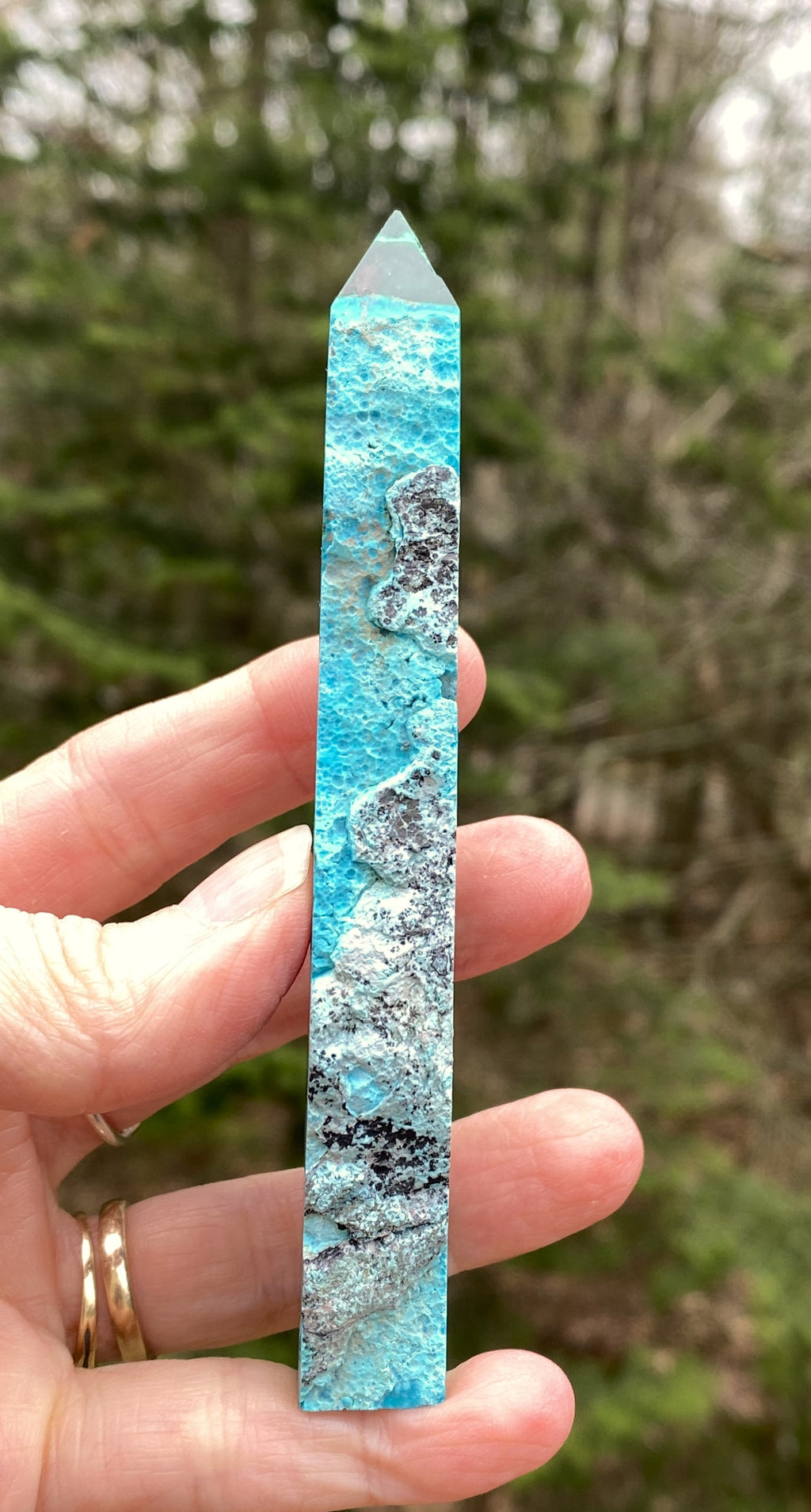 Malachite with Chrysocolla Tower Point  Grounding Peace Intuition 31369S