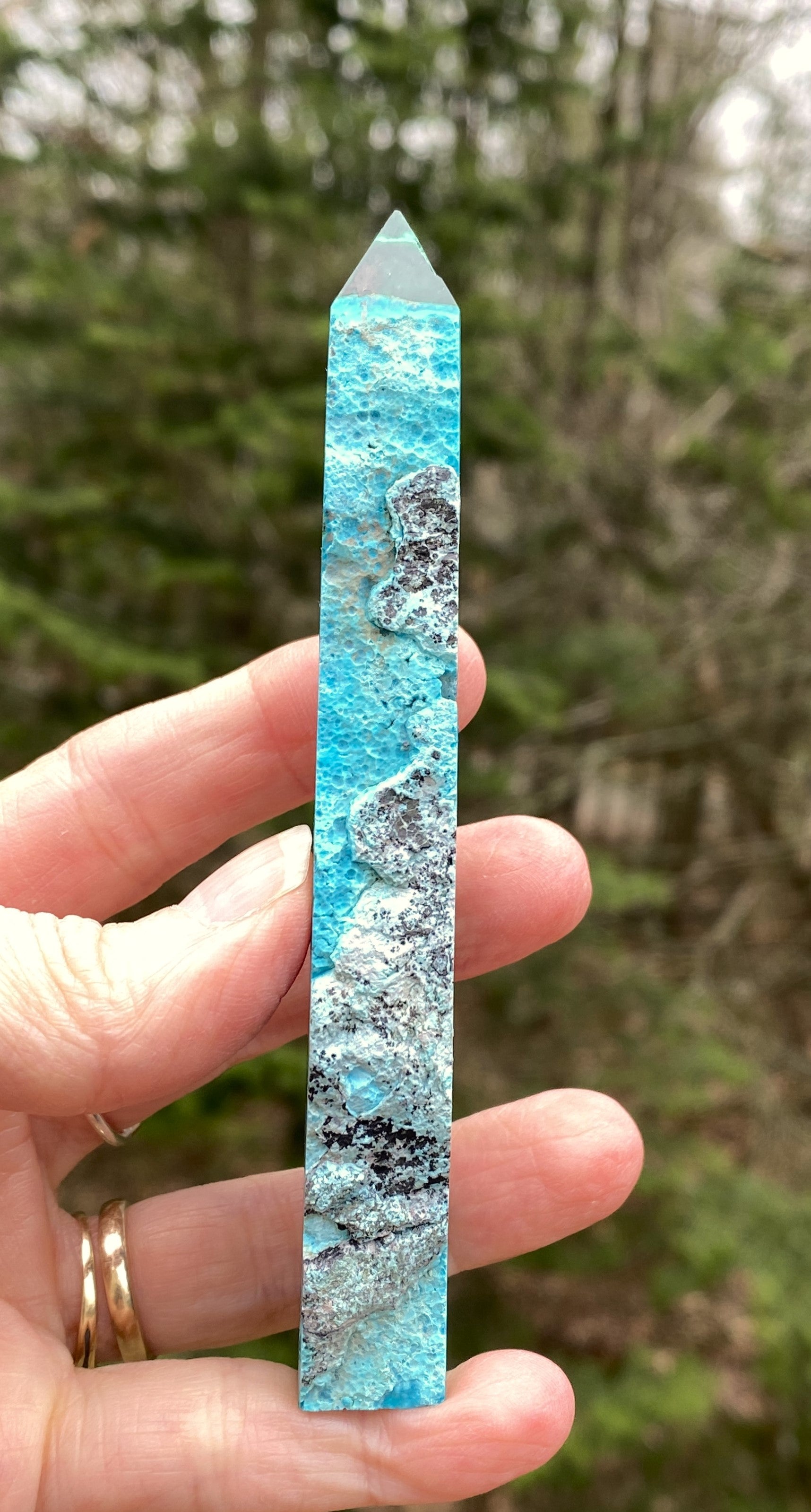 Malachite with Chrysocolla Tower Point  Grounding Peace Intuition 31369S