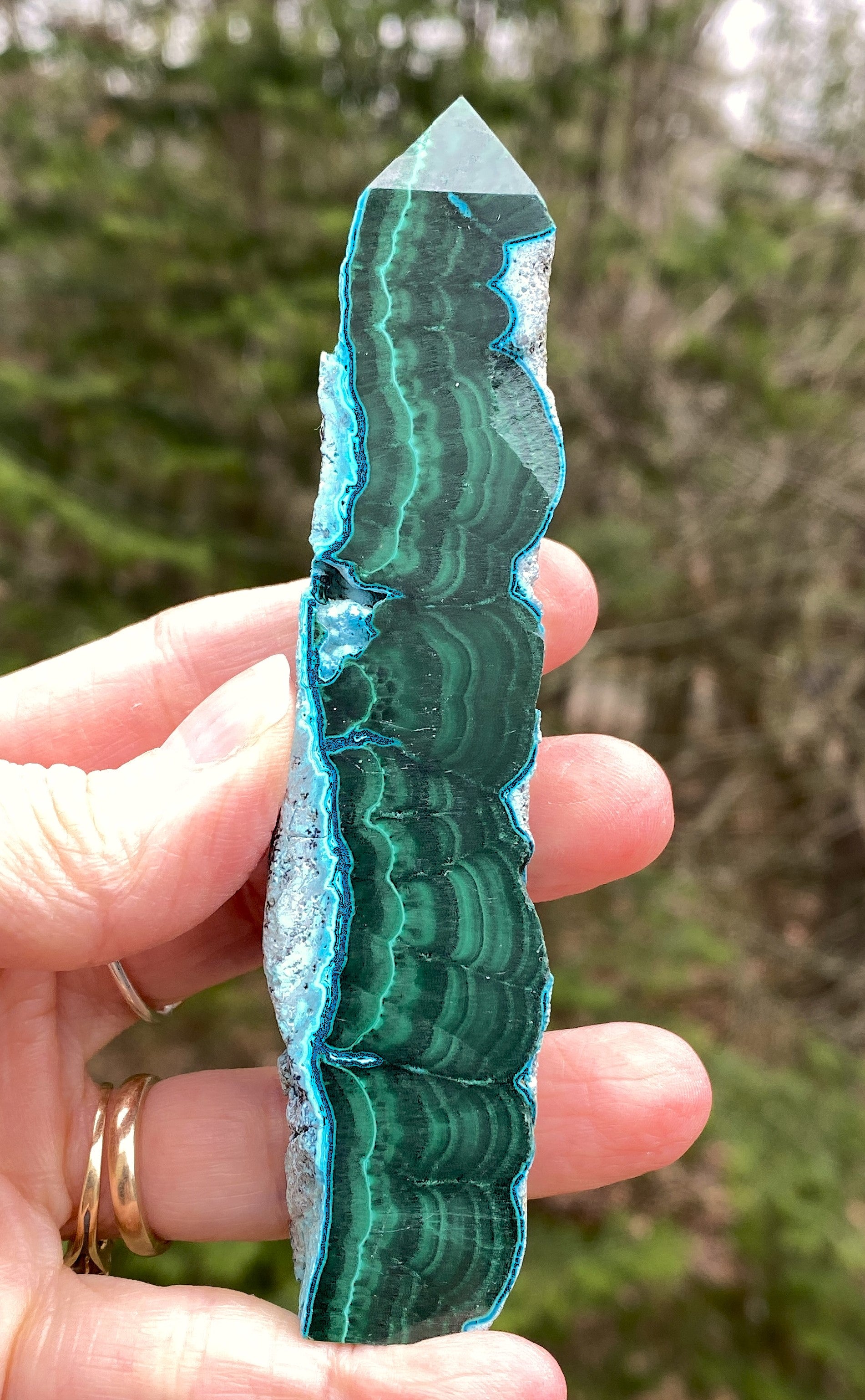 Malachite with Chrysocolla Tower Point  Grounding Peace Intuition 31369S
