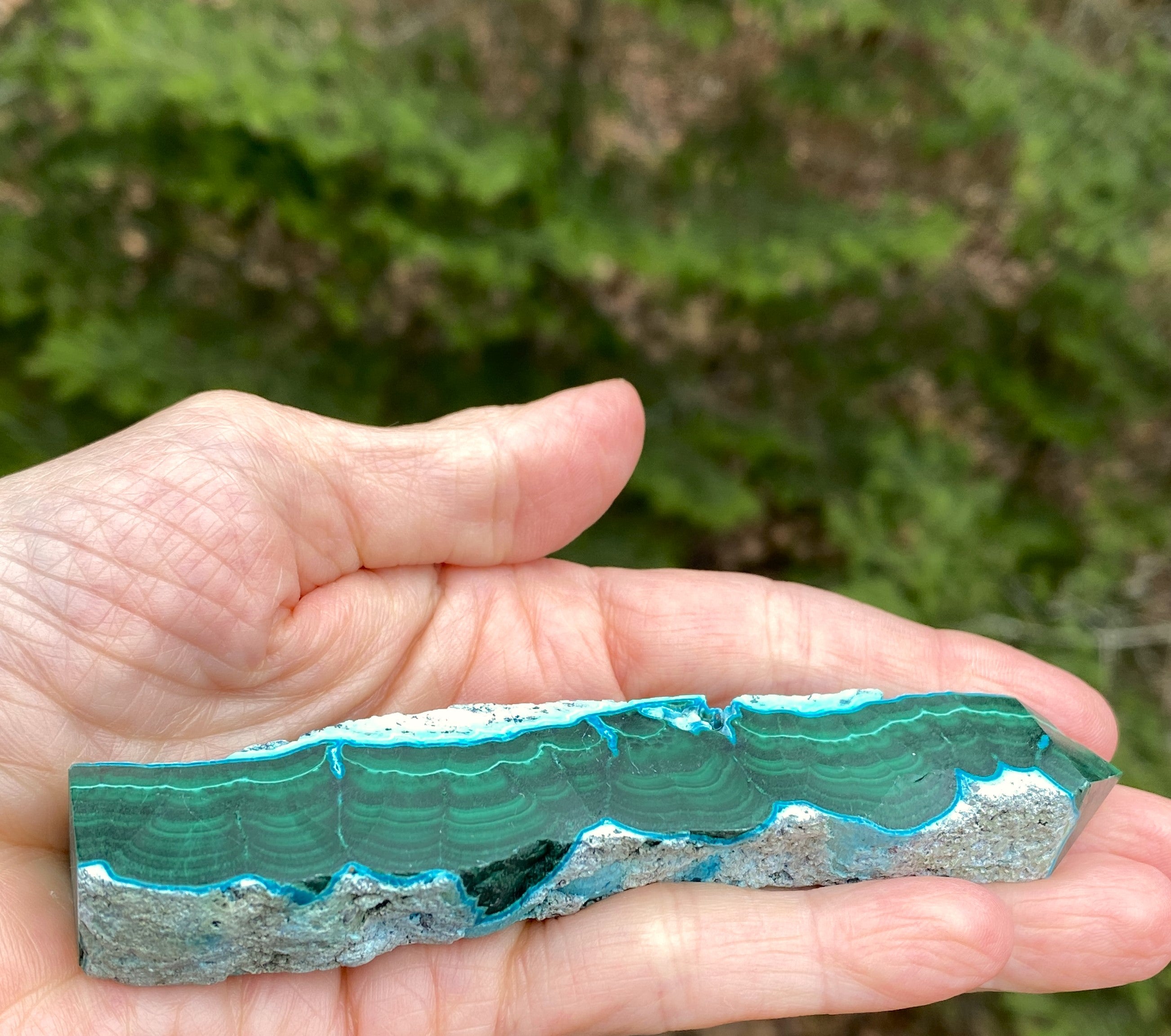 Malachite with Chrysocolla Tower Point  Grounding Peace Intuition 31369S