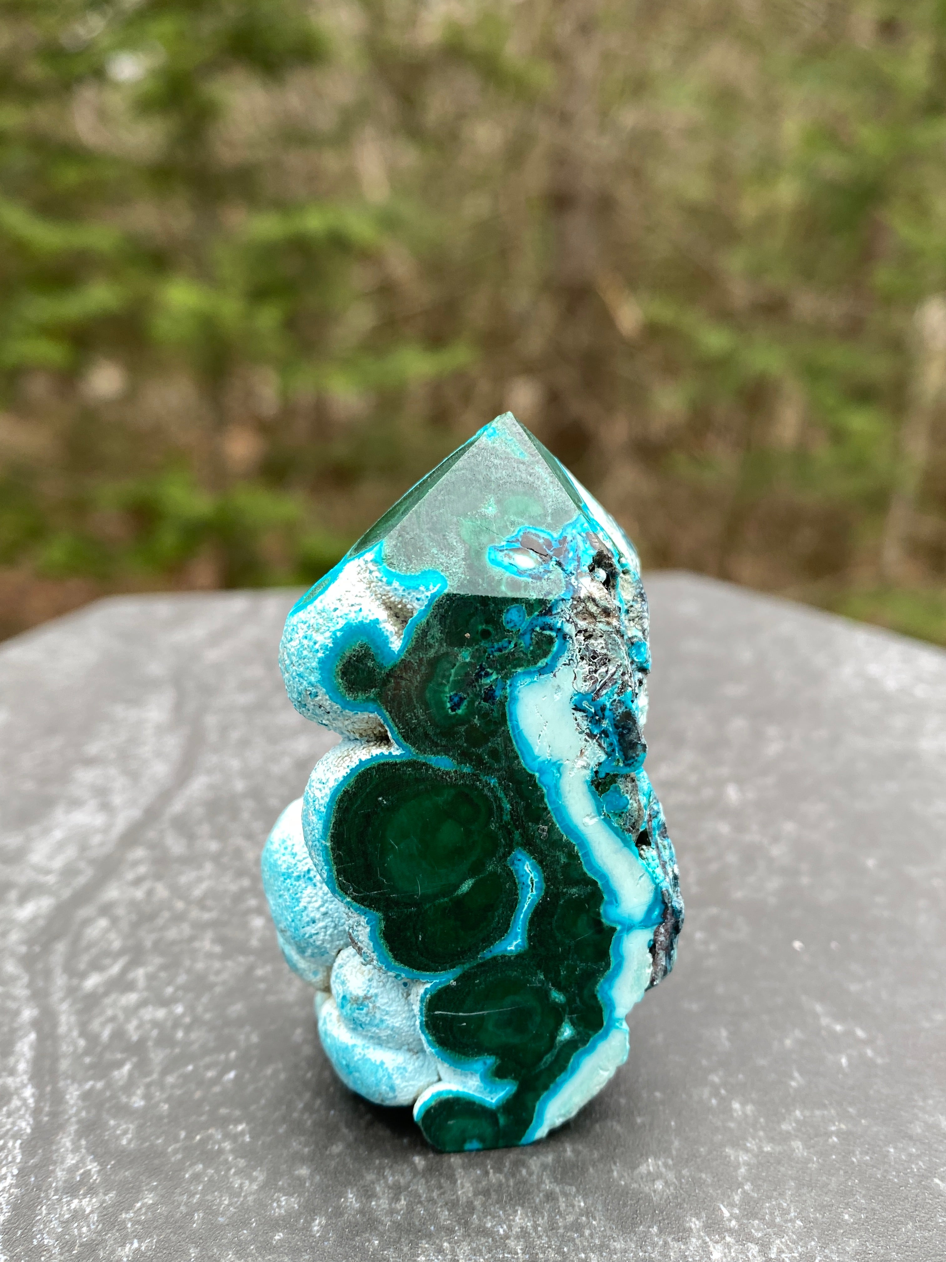 Malachite with Chrysocolla Tower Point  Grounding Peace Intuition 31368S