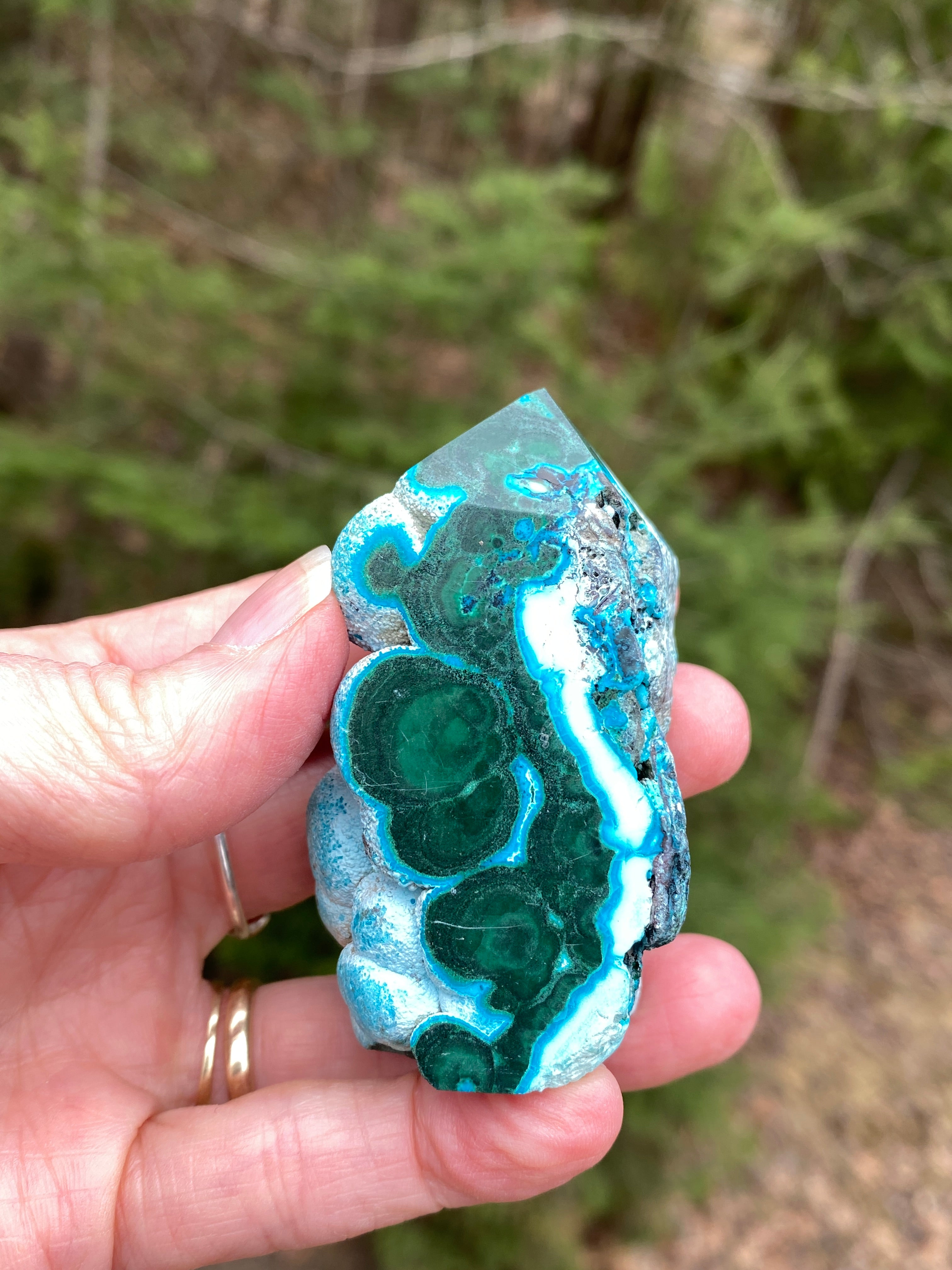 Malachite with Chrysocolla Tower Point  Grounding Peace Intuition 31368S