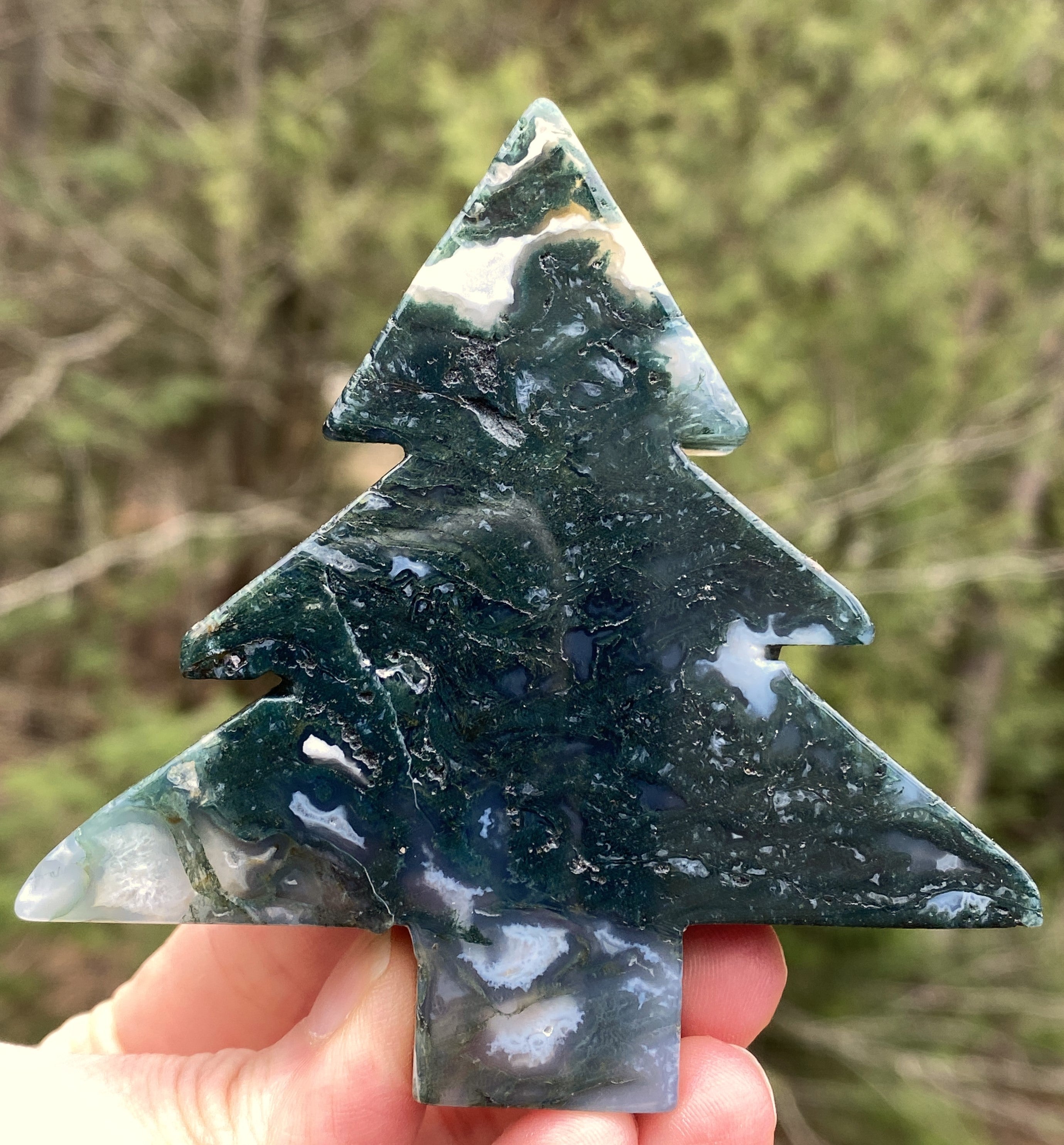 Moss Agate Tree Figurine  Grounding Stability 31370S