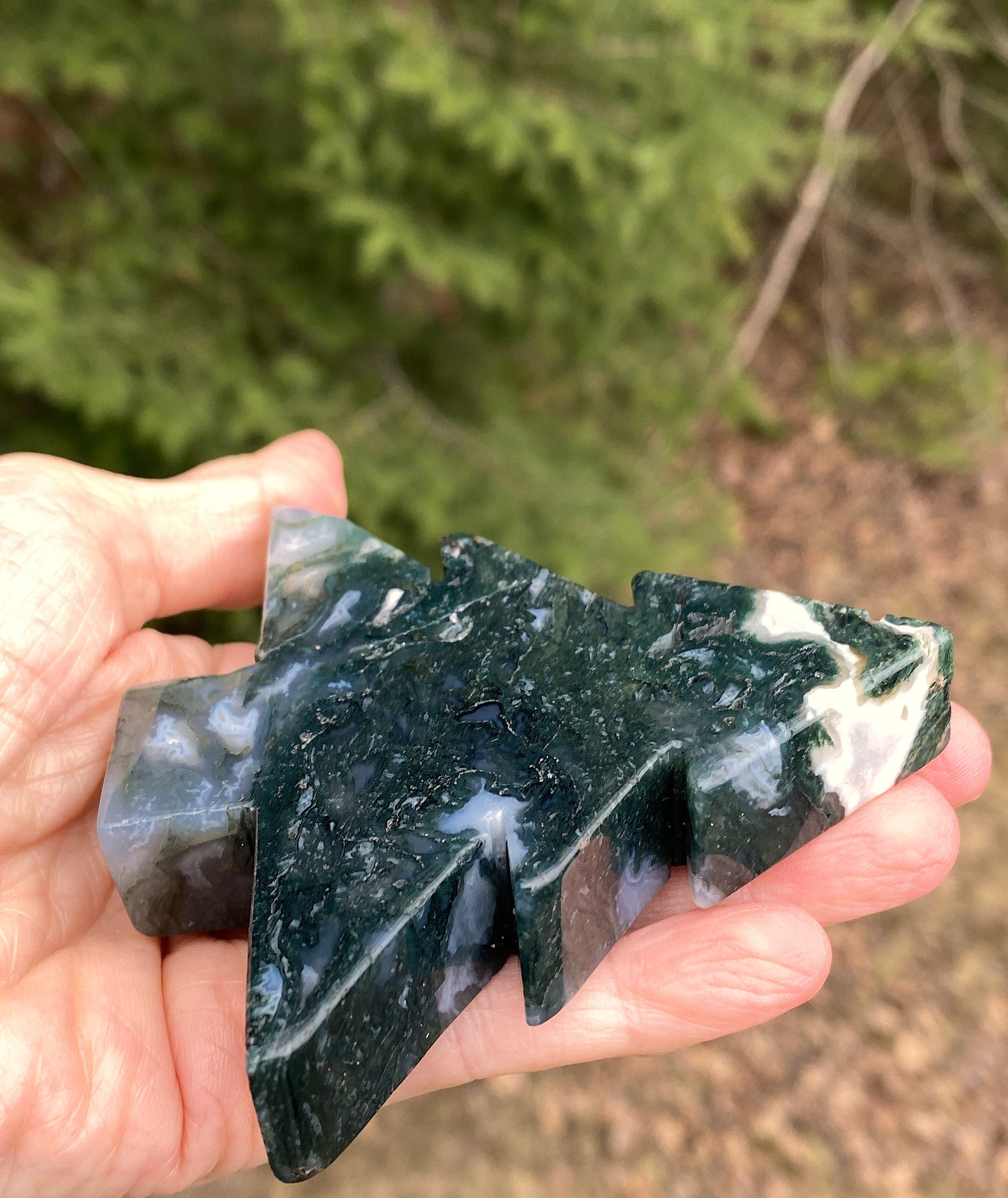 Moss Agate Tree Figurine  Grounding Stability 31370S