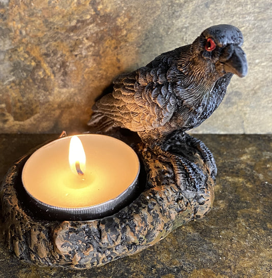 Black Raven or Crow Tealight Candle Holder 29177S