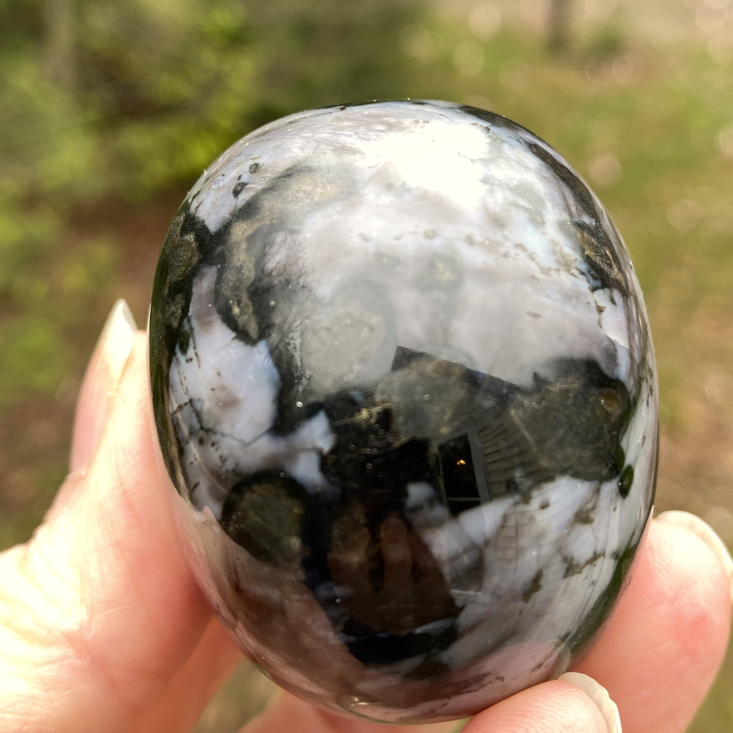 Indigo Gabbro Mystic Merlinite  Gallet Palm Stone  Intuition Magic 31456S