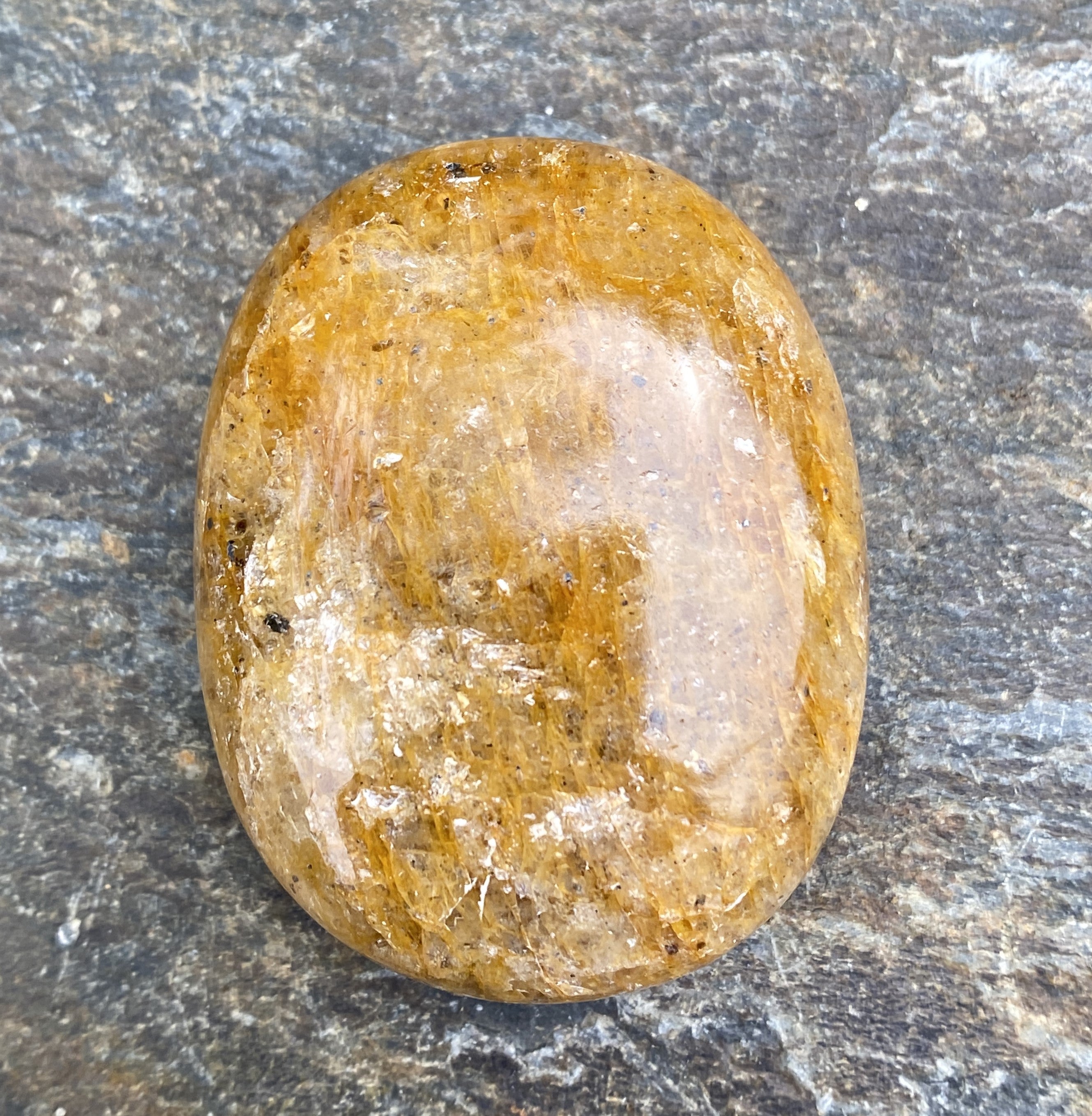 Golden Healer Quartz  Small Palm Stone  Success Healing Protection 31496S