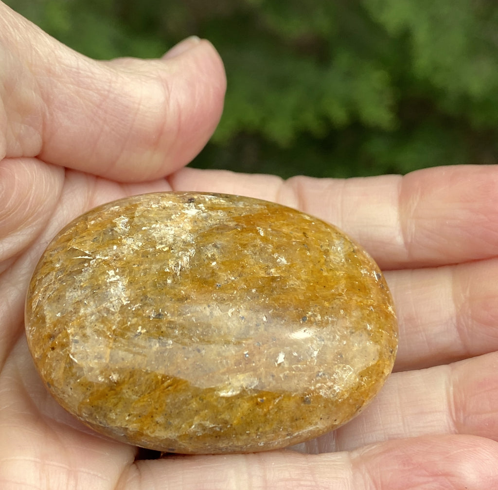 Golden Healer Quartz  Small Palm Stone  Success Healing Protection 31496S