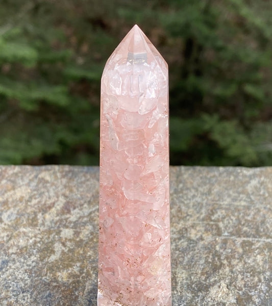 Rose Quartz Orgone Tower Point 4" Love Compassion 29221S