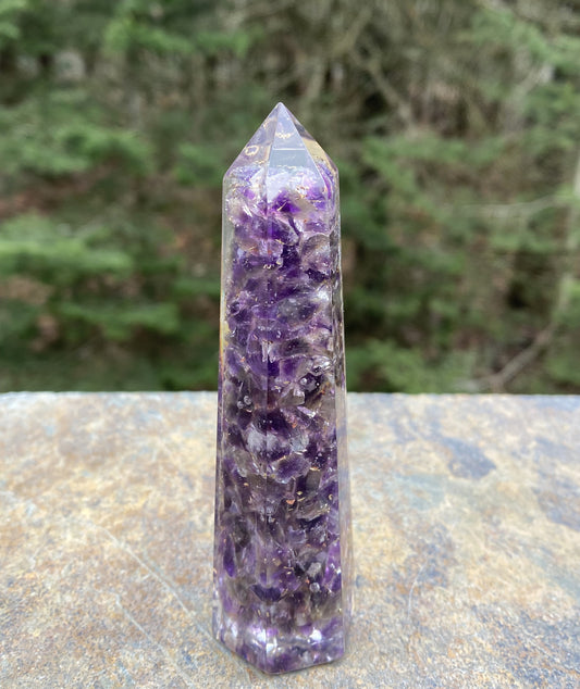 Amethyst Orgone  Tower Point  4"  Intuition Healing Protection 29224S