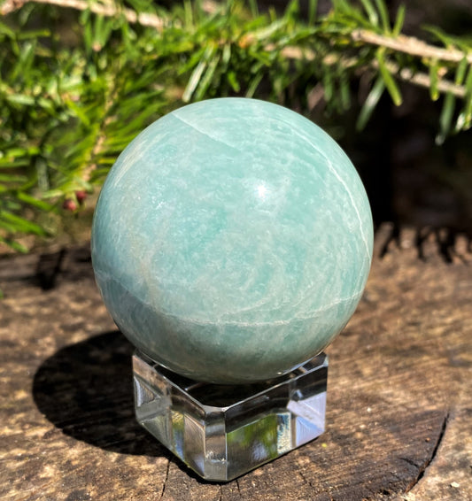 Amazonite Sphere Glass Stand - Balance Communication 28615S