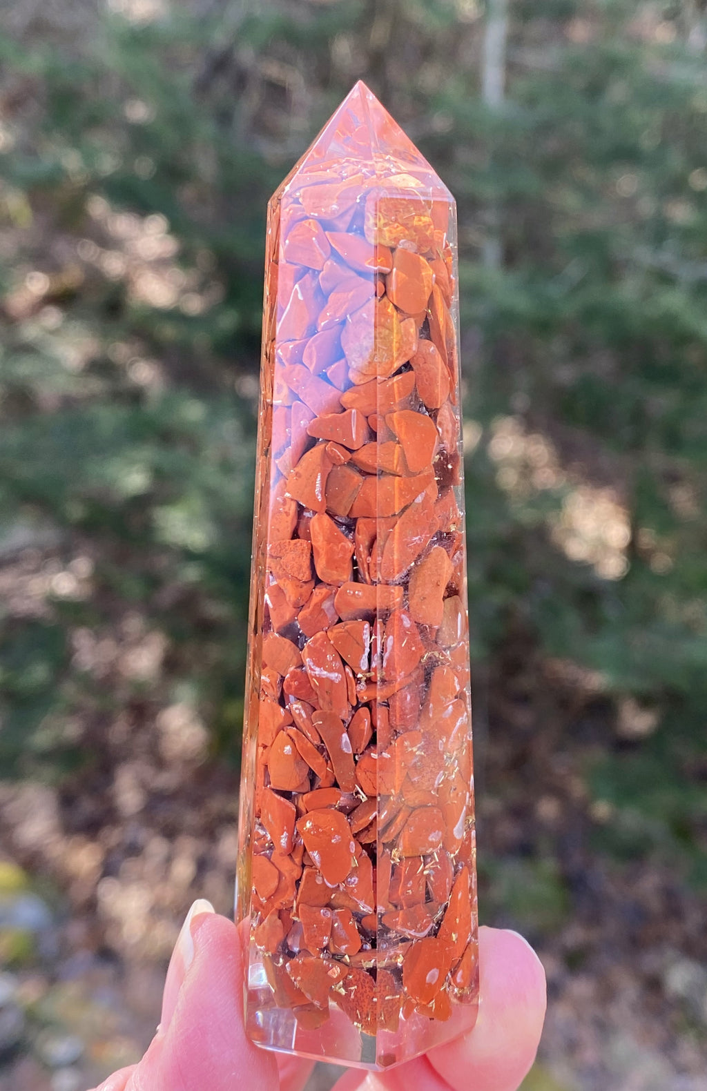 Red Jasper Orgone Tower Point Calming Healing Protection 29264S