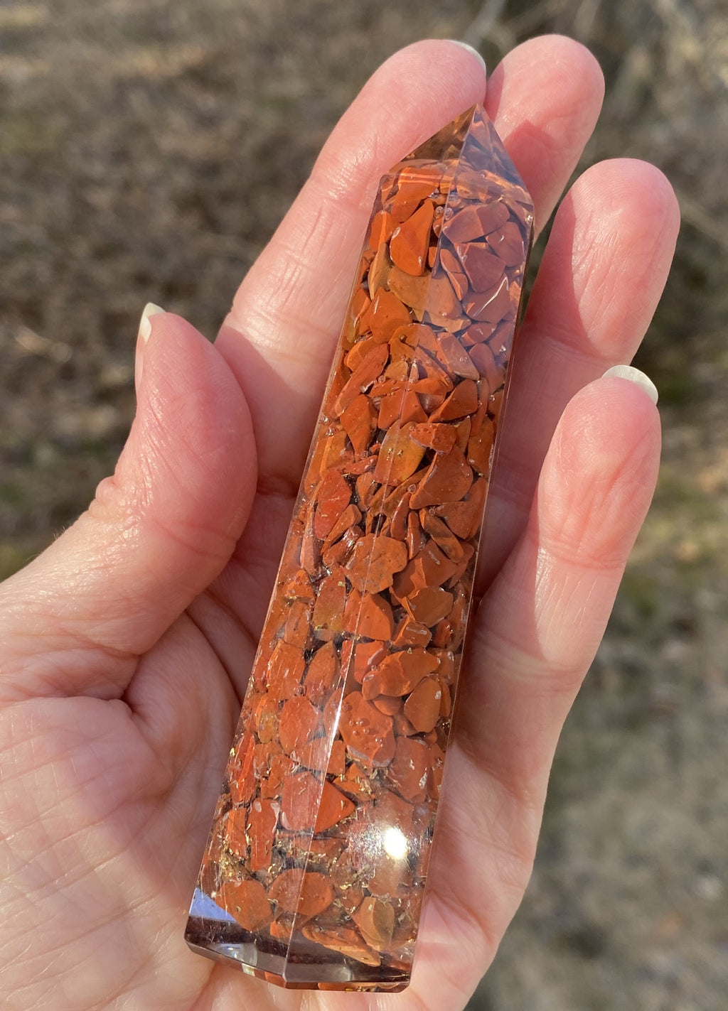 Red Jasper Orgone Tower Point Calming Healing Protection 29264S