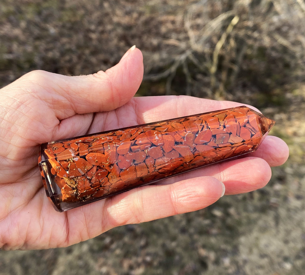 Red Jasper Orgone Tower Point Calming Healing Protection 29264S