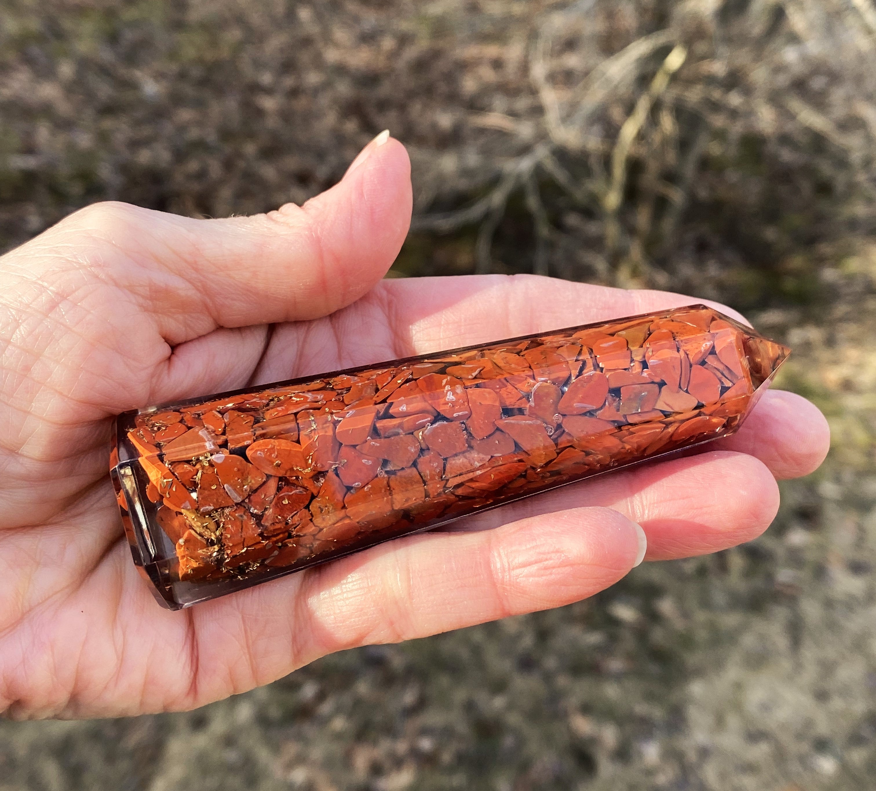 Red Jasper Orgone Tower Point Calming Healing Protection 29264S