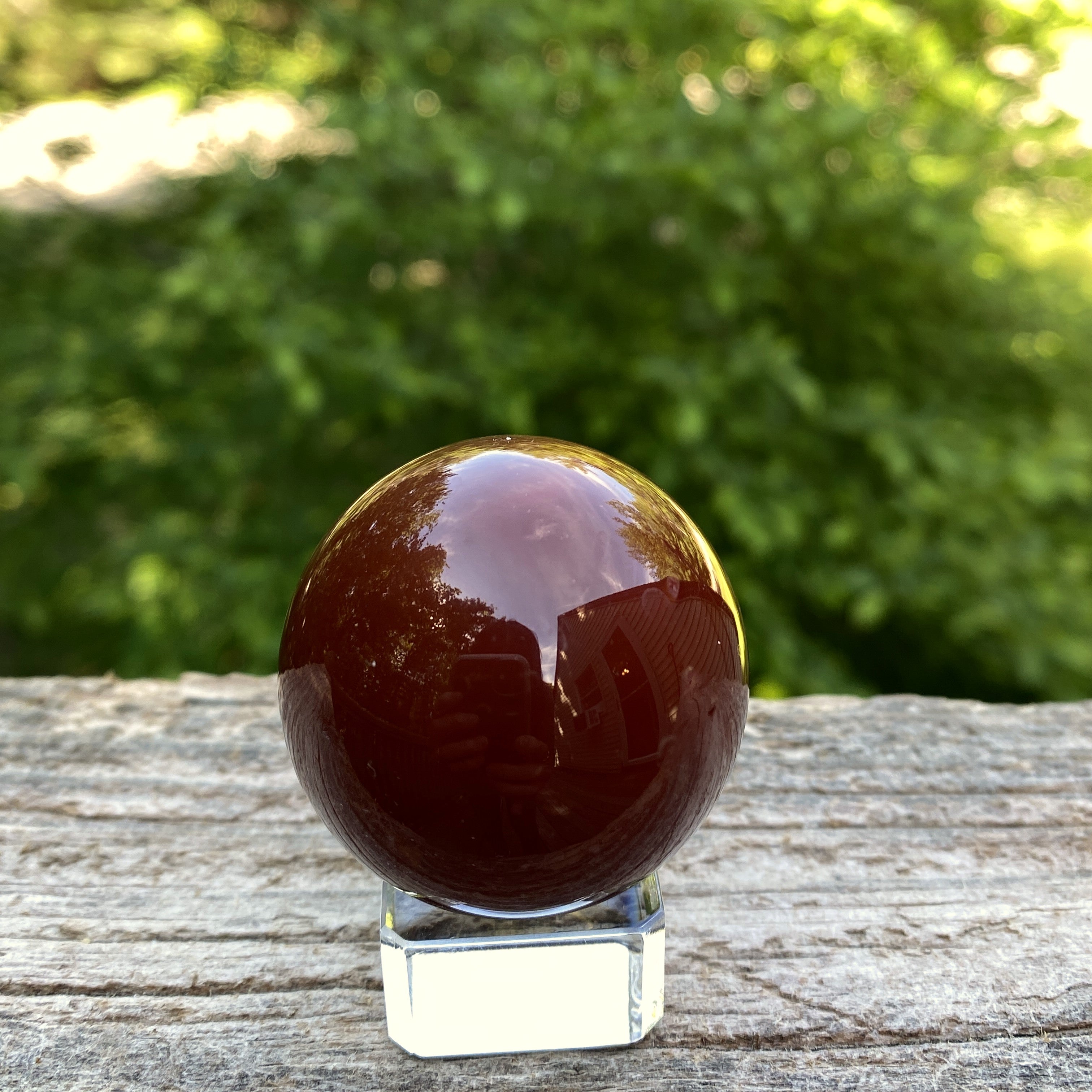 Carnelian Sphere Glass Stand  Creativity Grounding 31609S