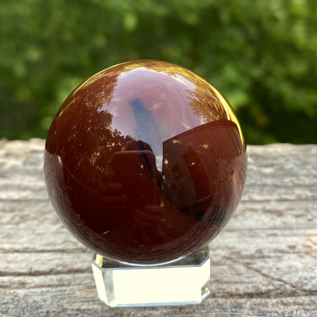 Carnelian Sphere Glass Stand  Creativity Grounding 31609S