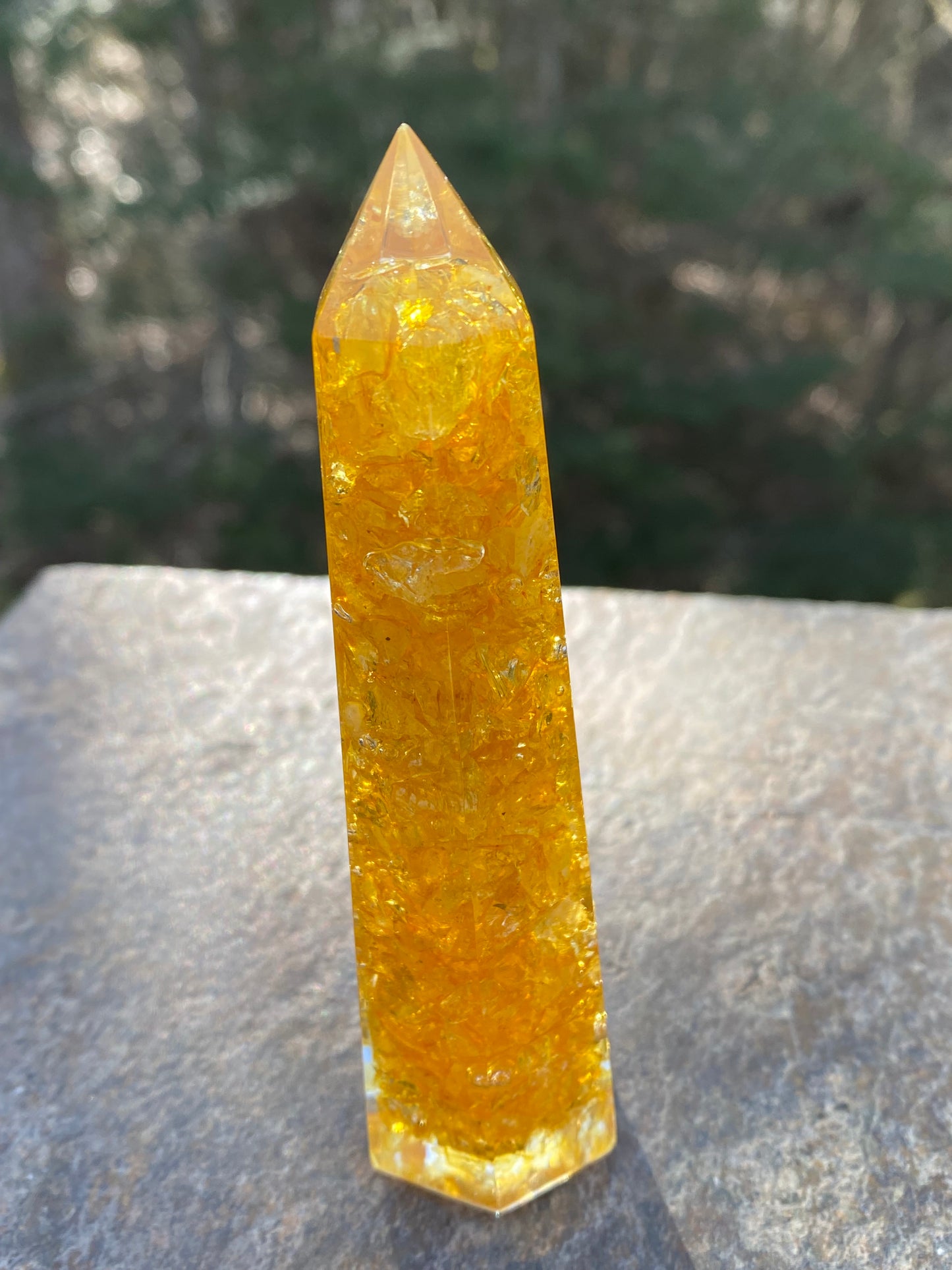 Citrine Yellow Orgone Tower Point Wand Prosperity Creativity Protection 29298S