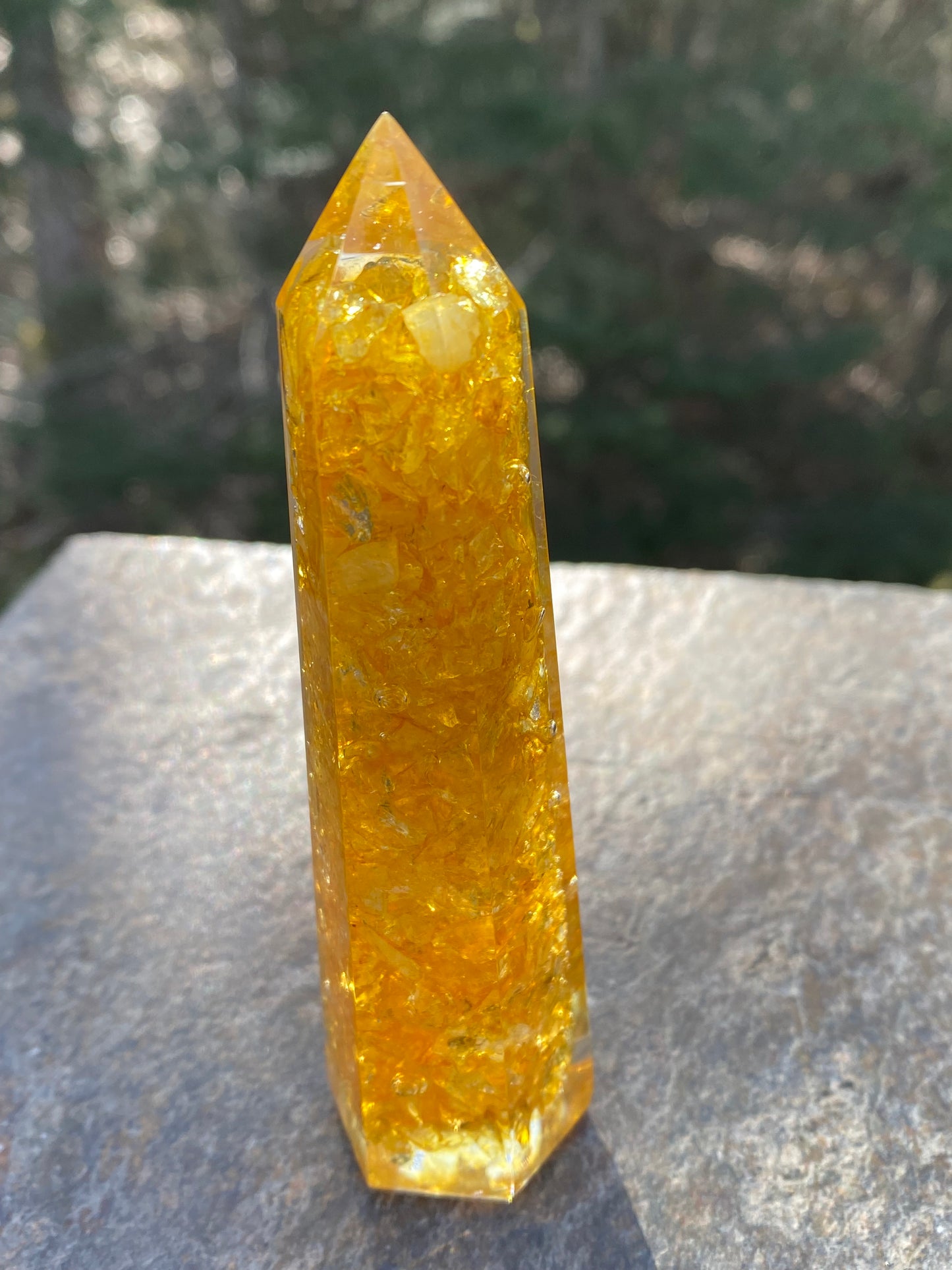 Citrine Yellow Orgone Tower Point Wand Prosperity Creativity Protection 29298S