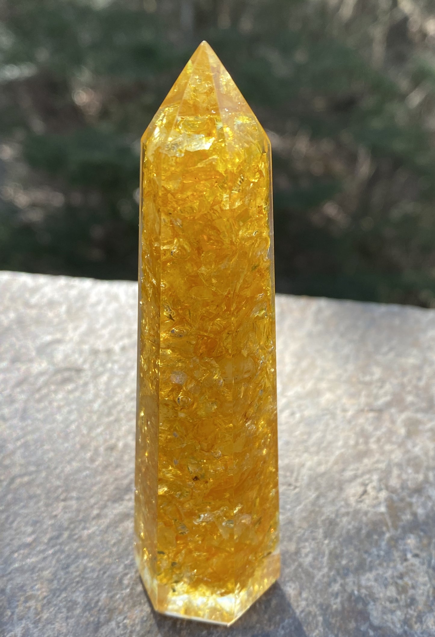 Citrine Yellow Orgone Tower Point Wand Prosperity Creativity Protection 29298S