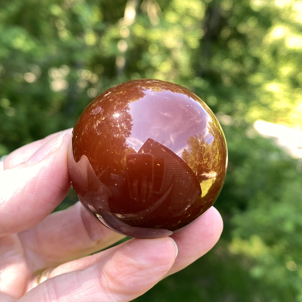 Carnelian Sphere Glass Stand  Creativity Grounding 31609S