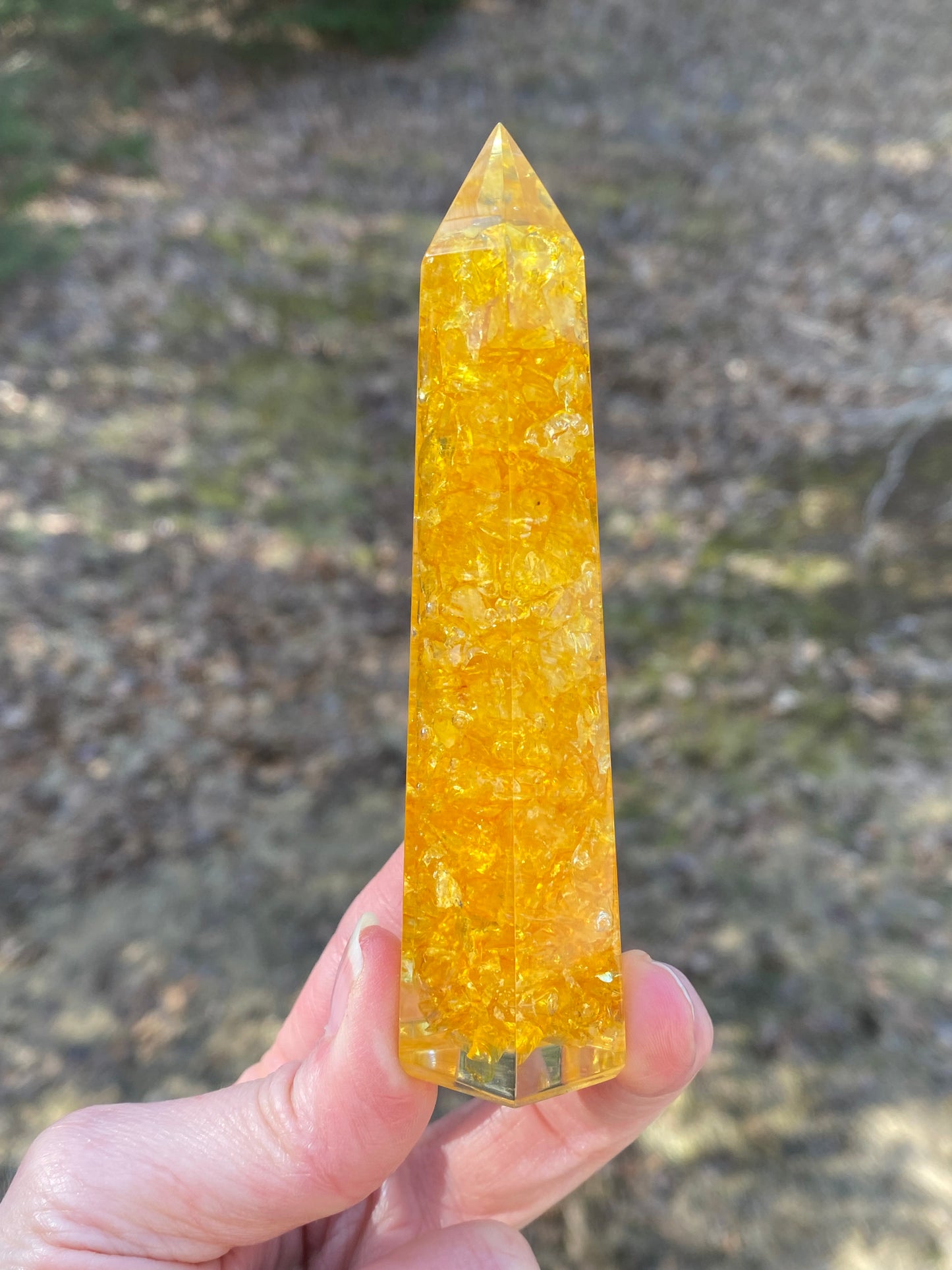 Citrine Yellow Orgone Tower Point Wand Prosperity Creativity Protection 29298S