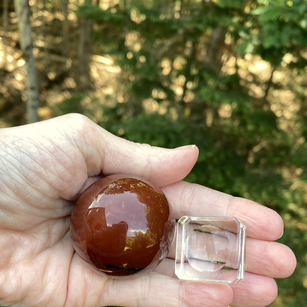 Carnelian Sphere Glass Stand  Creativity Grounding 31609S