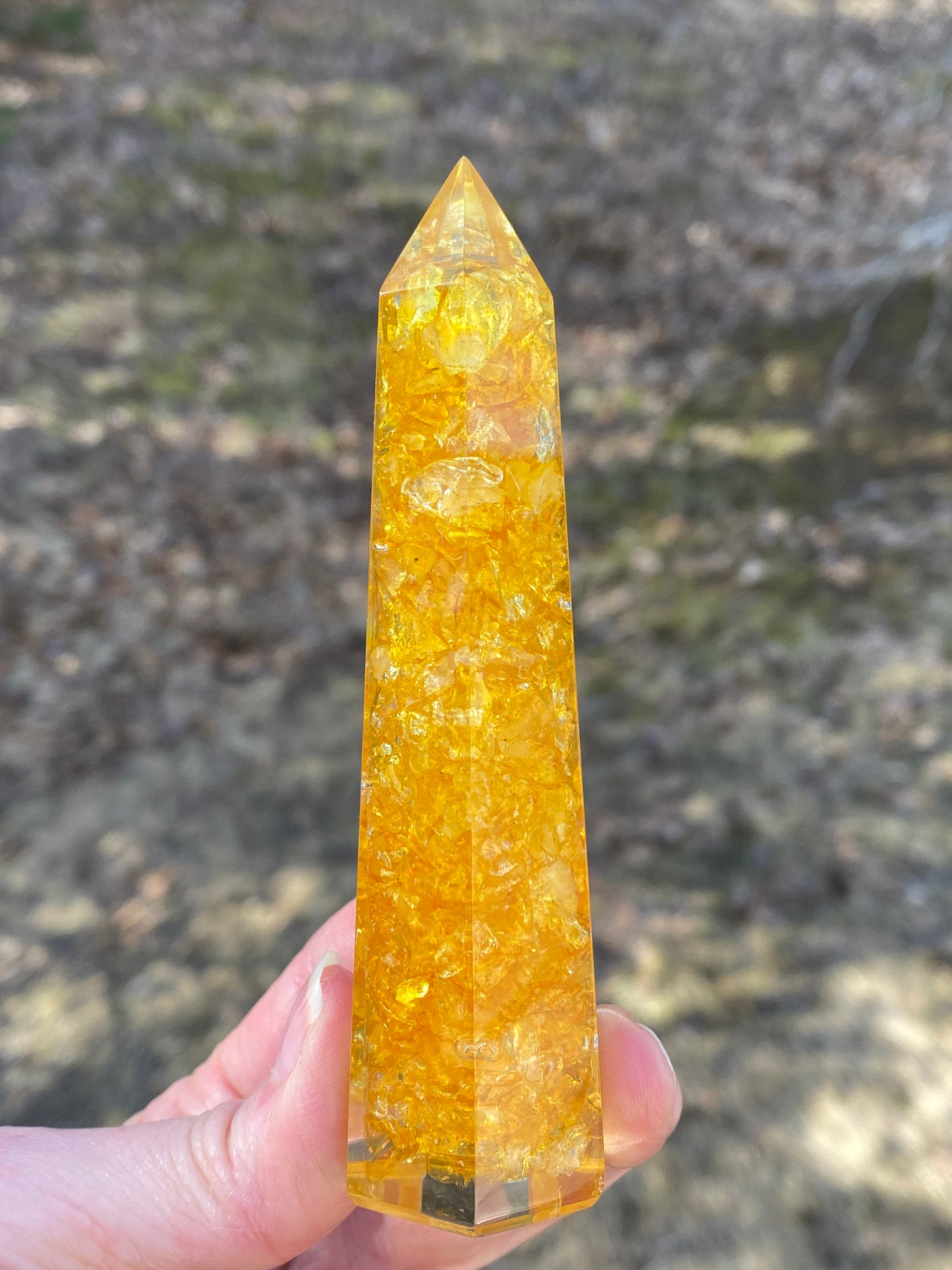 Citrine Yellow Orgone Tower Point Wand Prosperity Creativity Protection 29298S