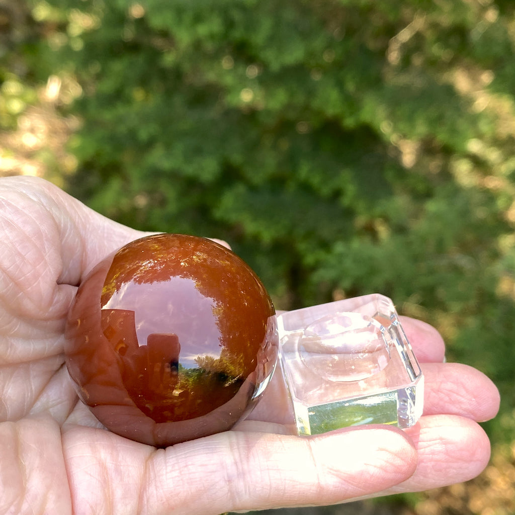 Carnelian Sphere Glass Stand  Creativity Grounding 31609S