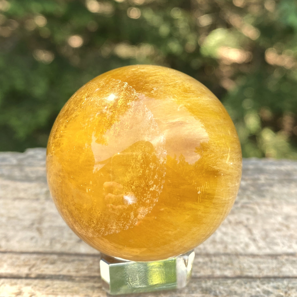 Fluorite Sphere  Glass Stand  Yellow Creativity Protection 31611S