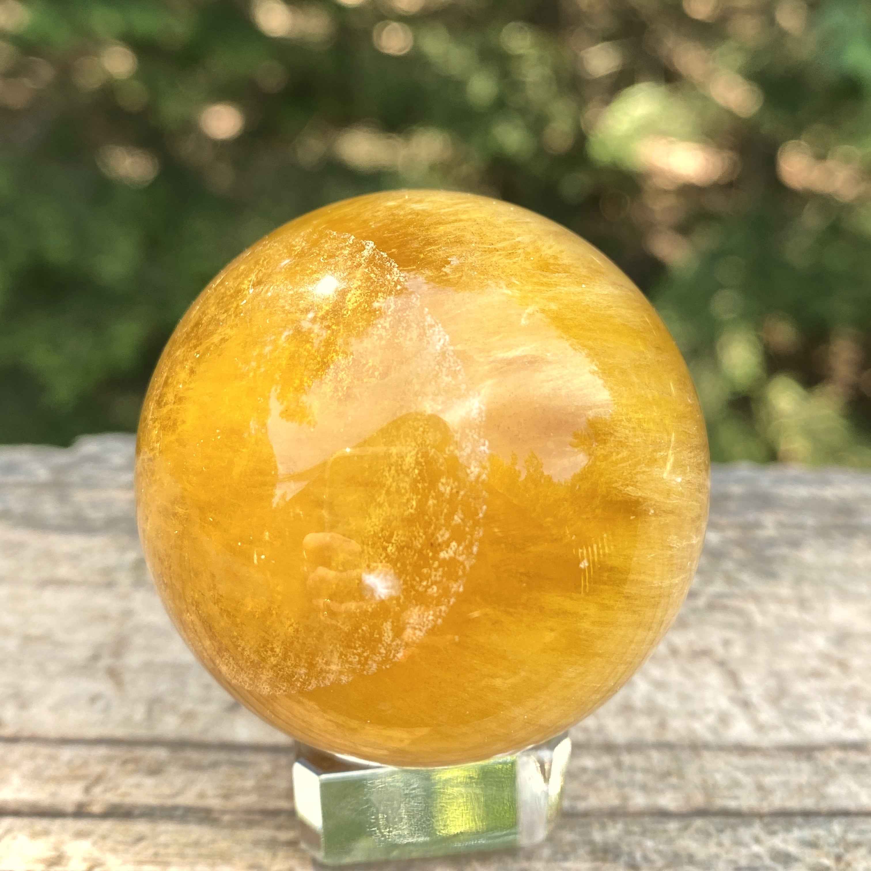 Fluorite Sphere  Glass Stand  Yellow Creativity Protection 31611S