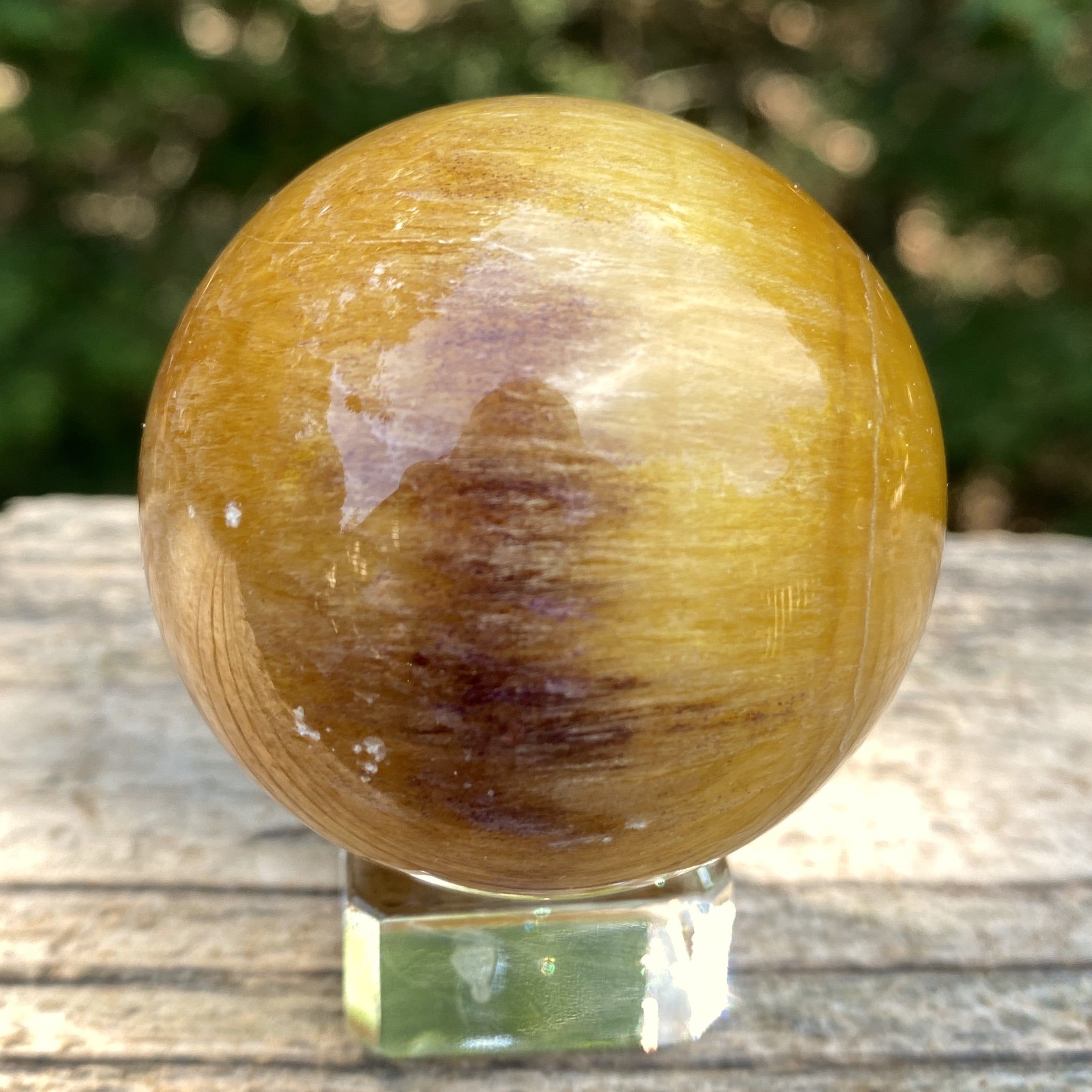 Fluorite Sphere  Glass Stand  Yellow Creativity Protection 31611S