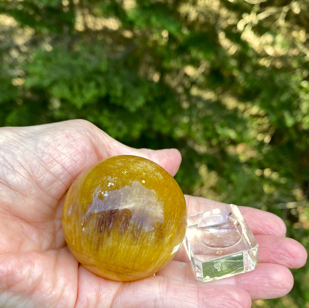 Fluorite Sphere  Glass Stand  Yellow Creativity Protection 31611S