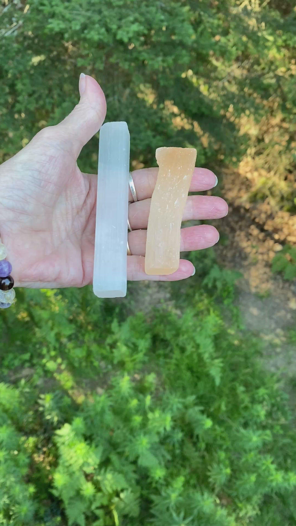 Selenite Sticks  Peach & White  Raw Rough  Healing Protection 31655S