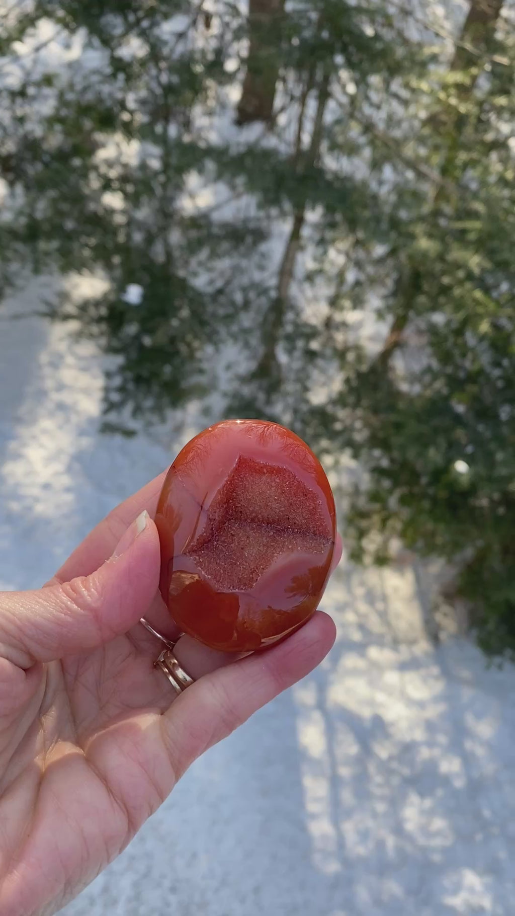 Carnelian Druzy Palm Stone  Creativity Grounding 31243S