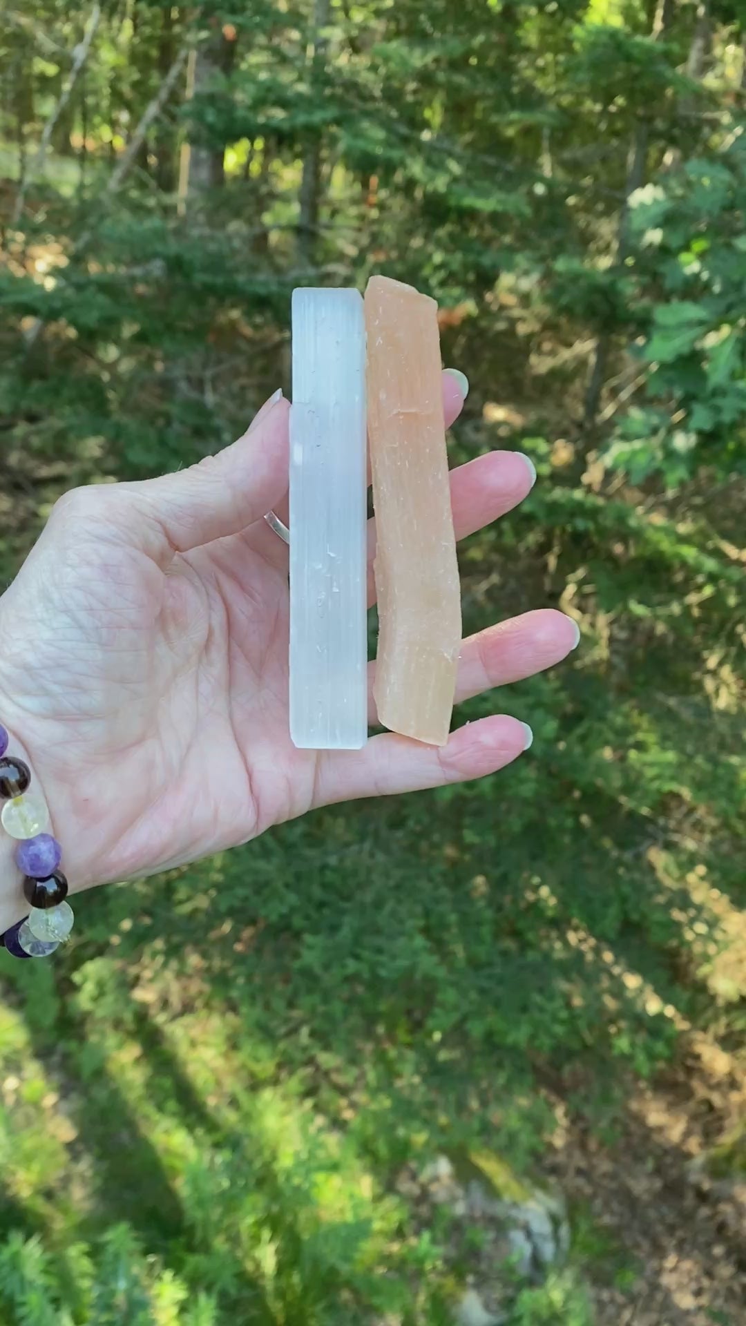 Selenite Sticks  Peach & White  Raw Rough  Healing Protection 31656S