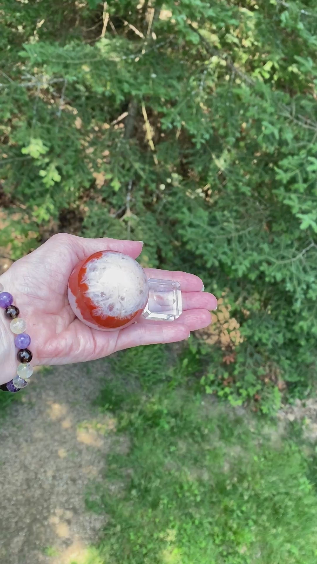 Carnelian Sphere Glass Stand  Creativity Grounding 31641S