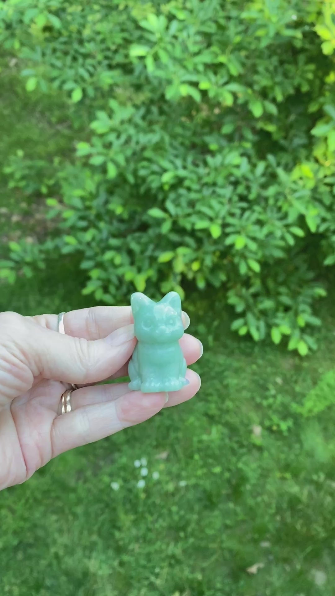 Cat Figurine Green Aventurine Abundance Healing 31620S
