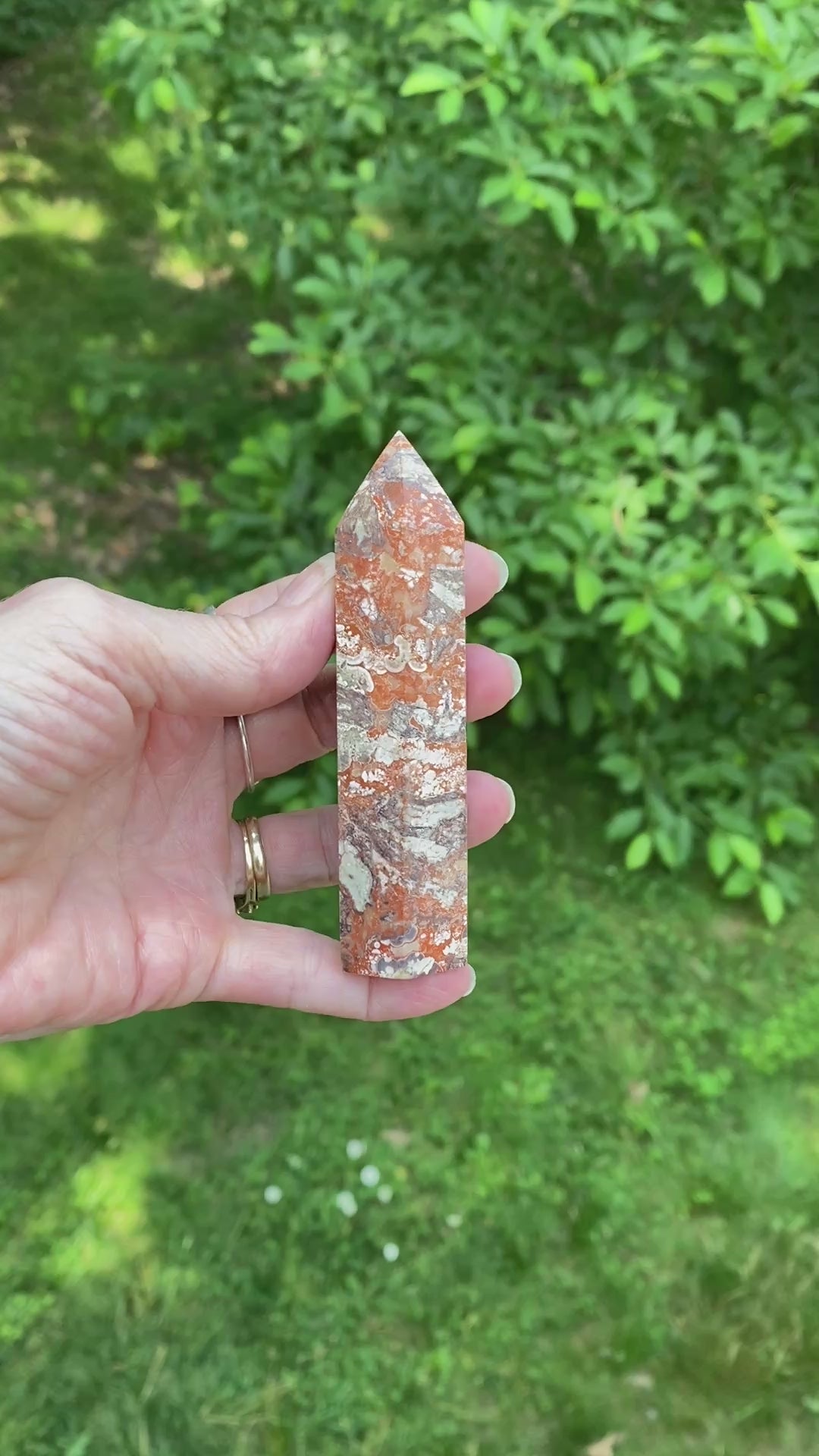 Money Agate Point Tower  Red Gray  Grounding Abundance 31650S
