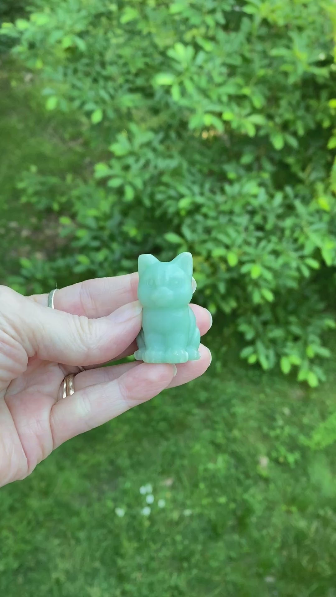 Cat Figurine Green Aventurine Abundance Healing 31619S