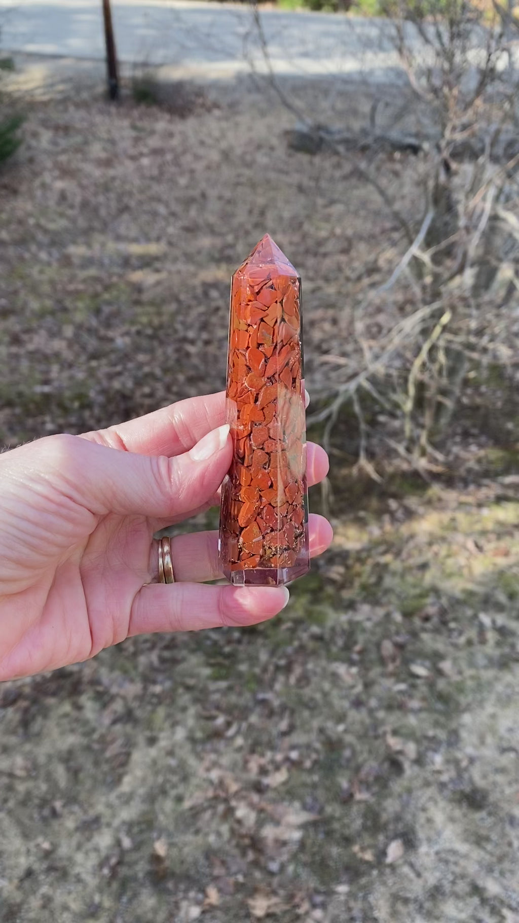 Red Jasper Orgone Tower Point Calming Healing Protection 29264S