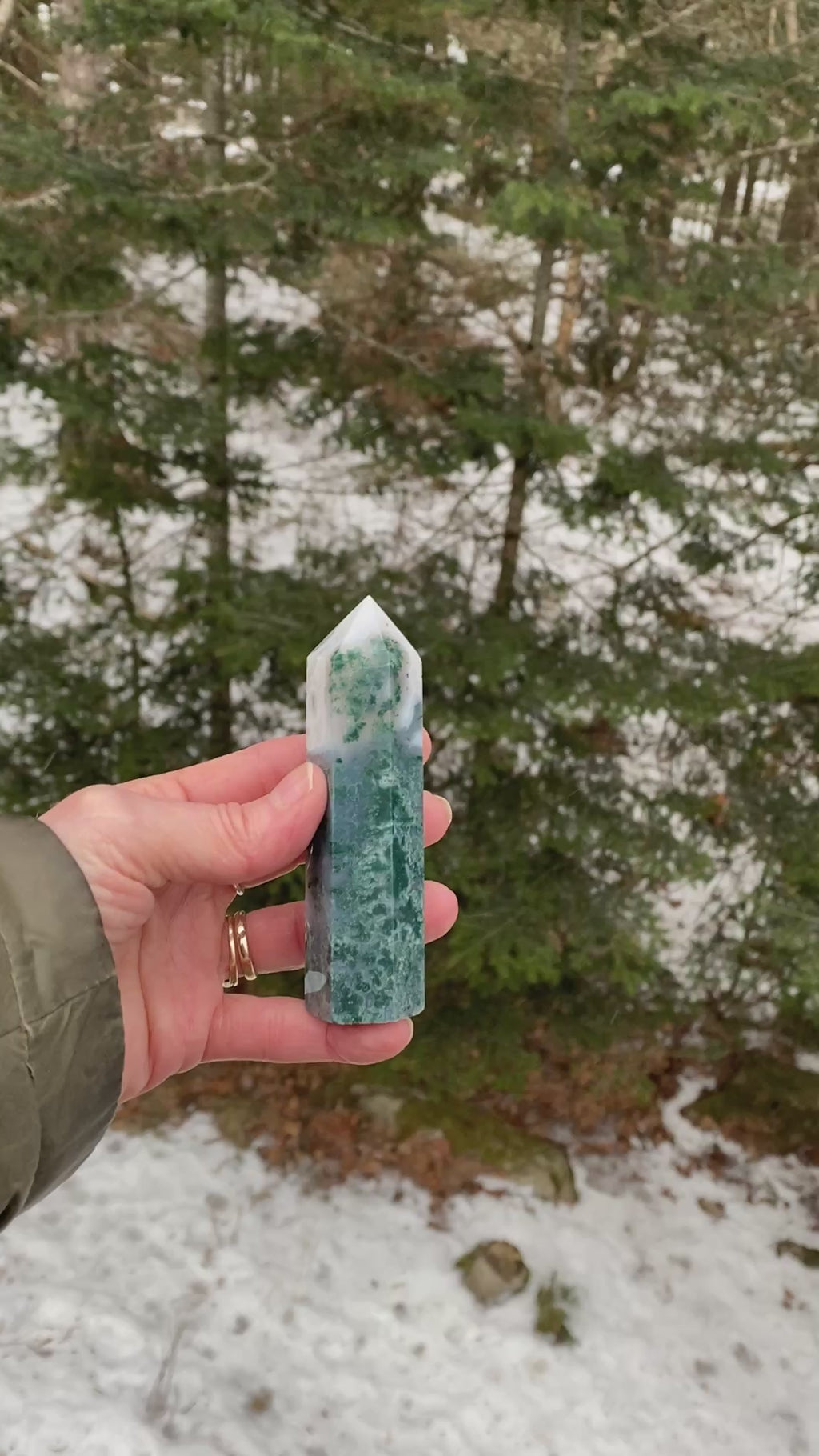 Moss Agate Point Tower  New Beginnings Wealth 31174S