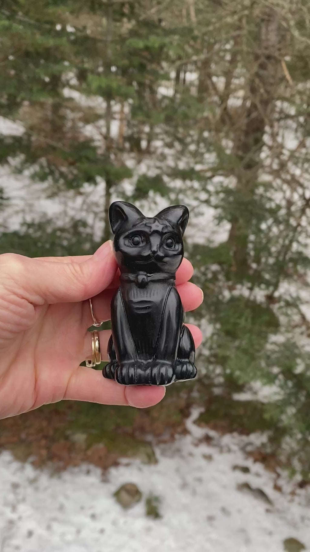 Cat Figurine Black Obsidian 3" Protection Grounding 31162S