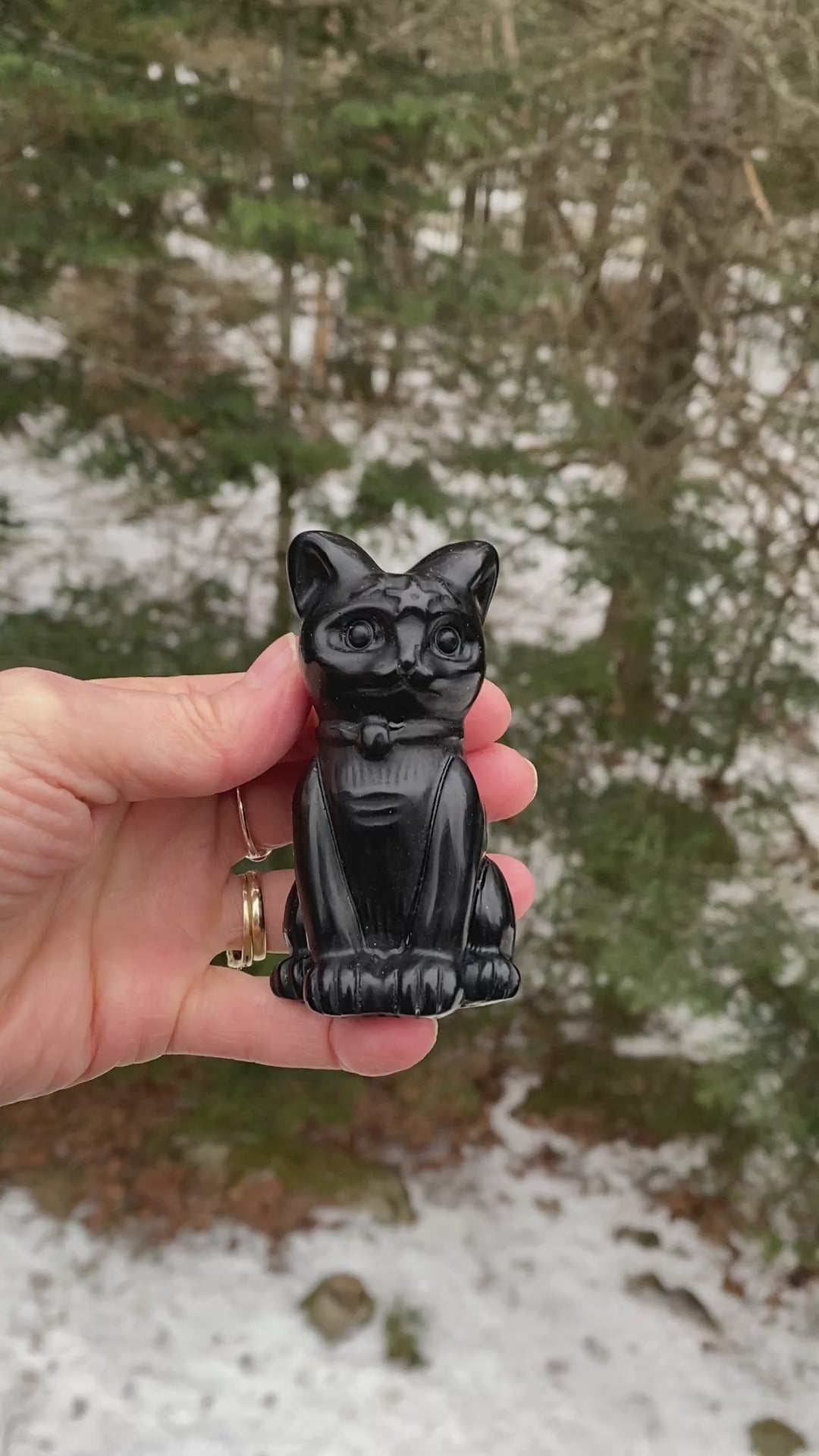 Cat Figurine Black Obsidian 3" Protection Grounding 31162S