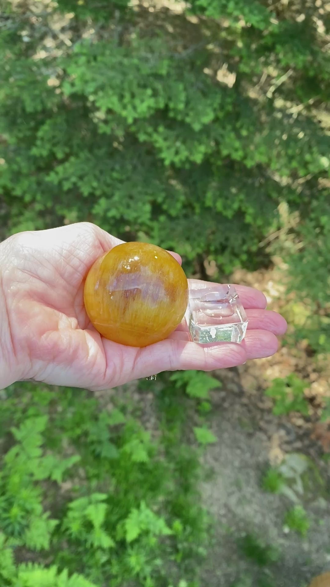 Fluorite Sphere  Glass Stand  Yellow Creativity Protection 31611S